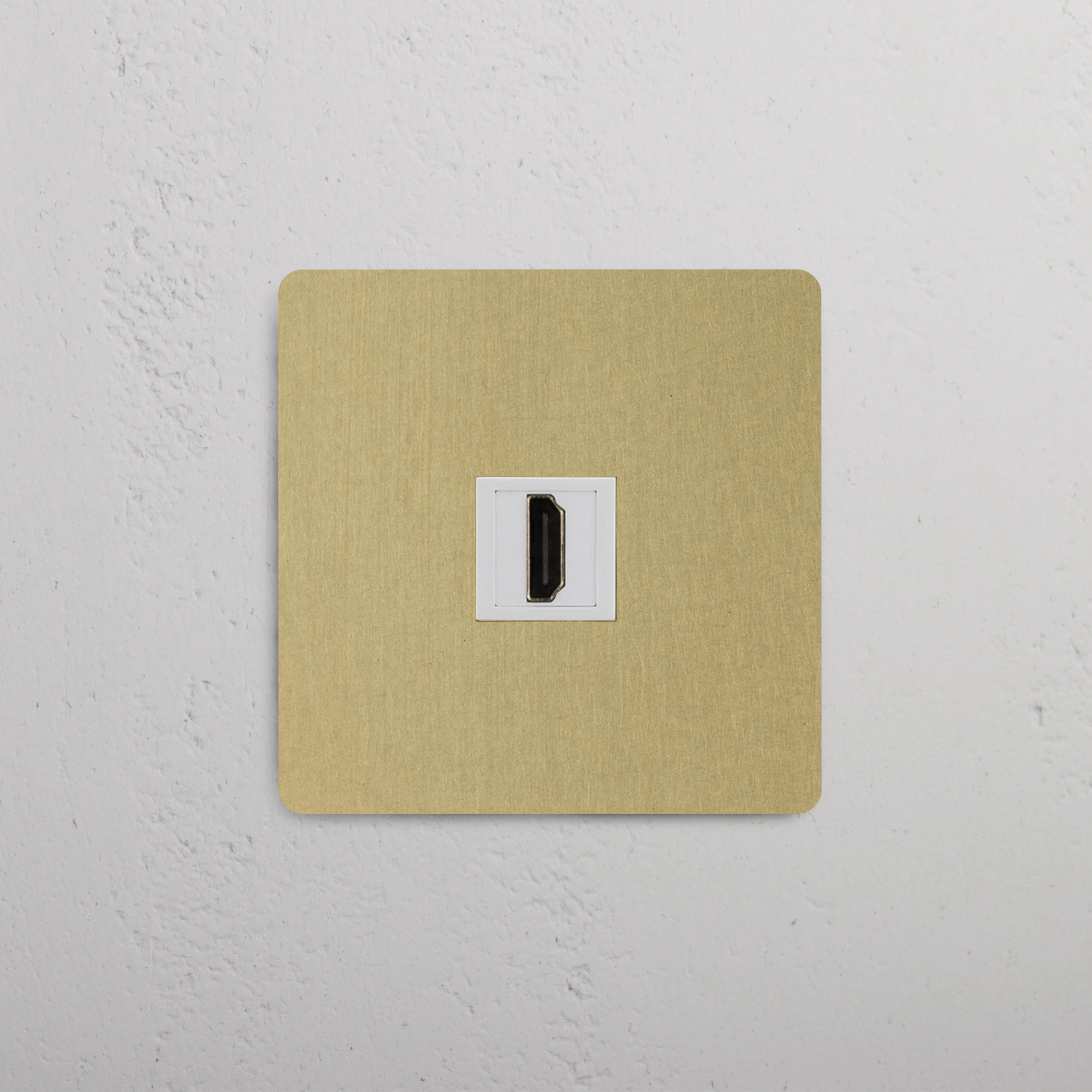 Kew Single HDMI Socket - Antique Brass | White - Image 2