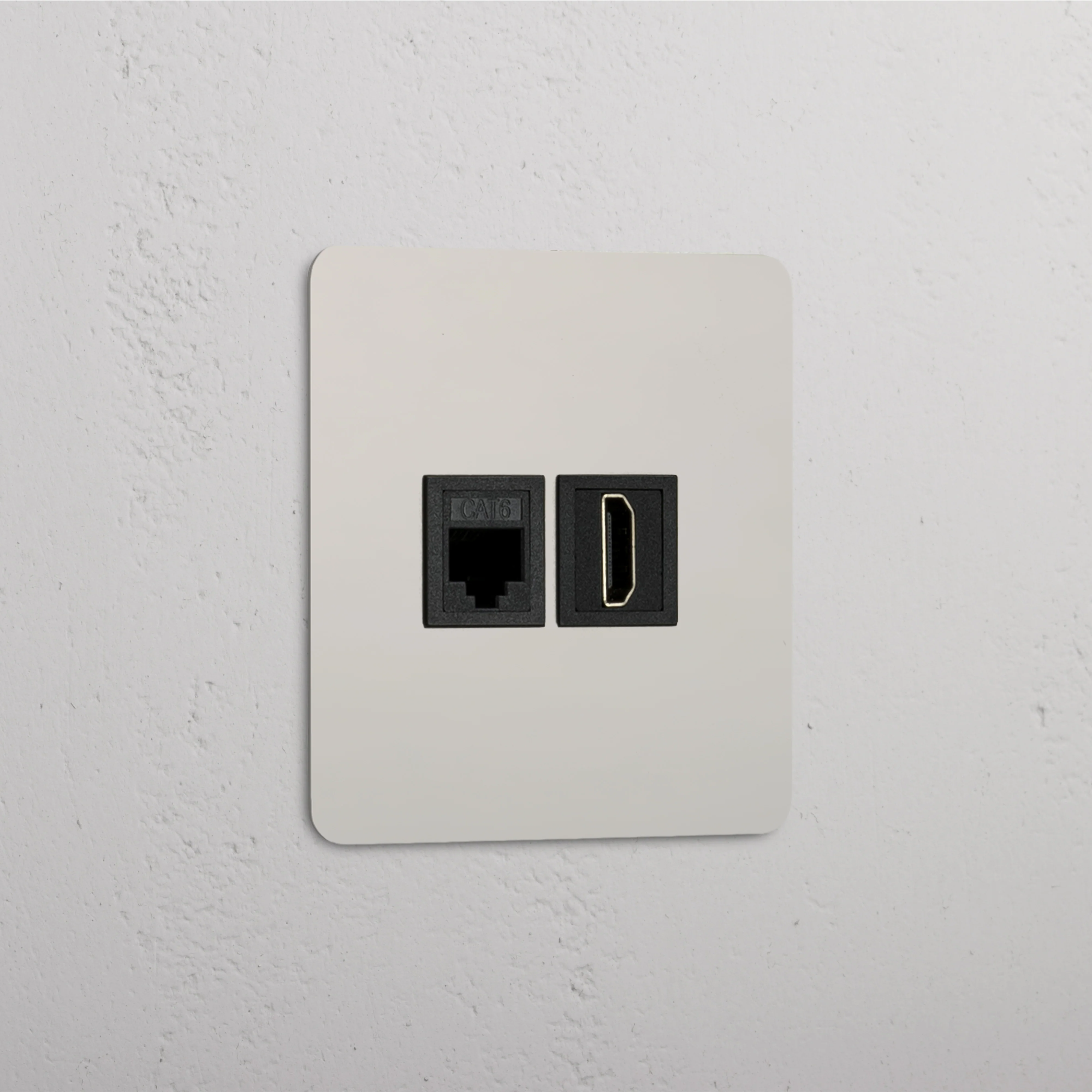Kew Single RJ45 & HDMI Socket - Polished Nickel | Black