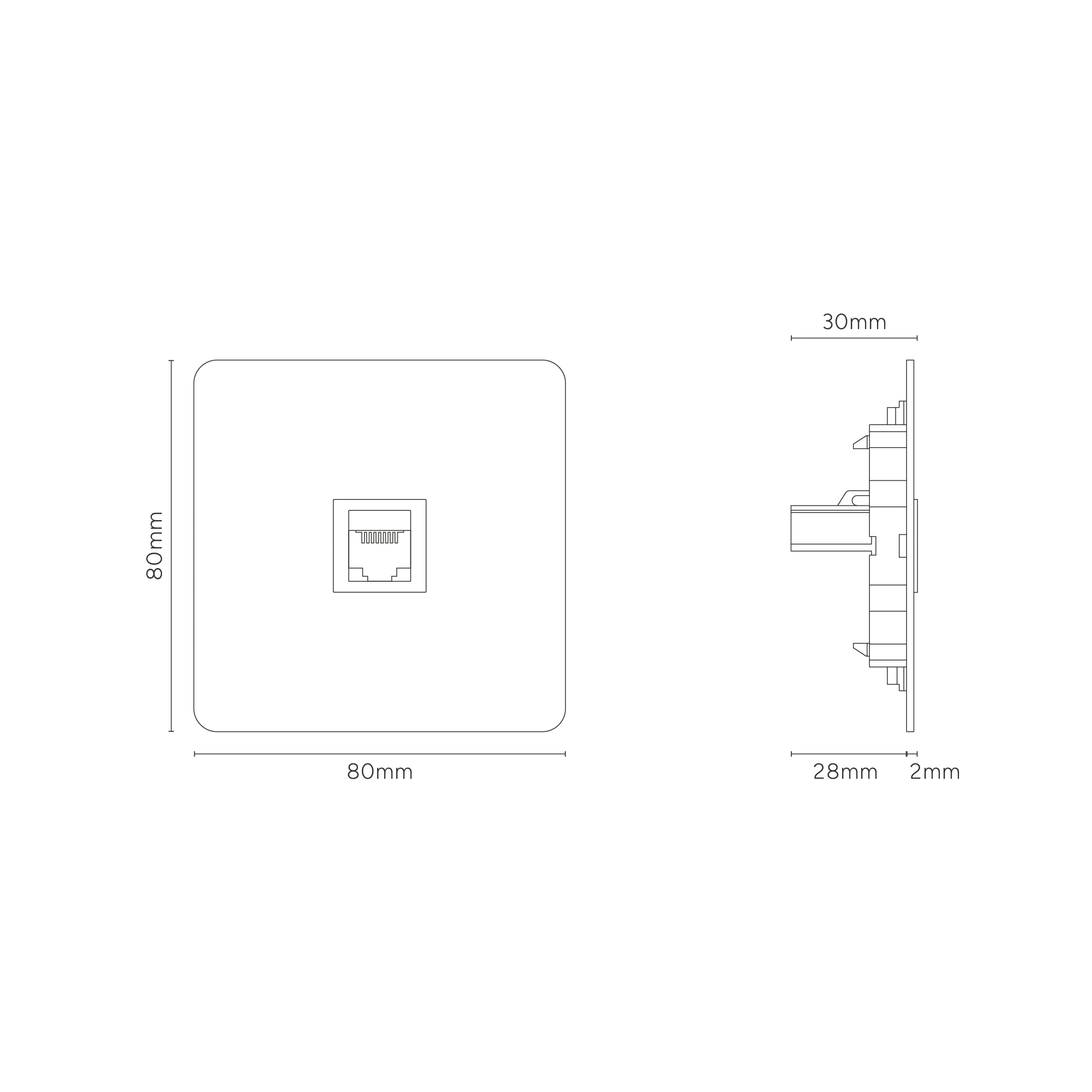 Kew Single RJ45 Socket - Antique Brass | White - Image 3
