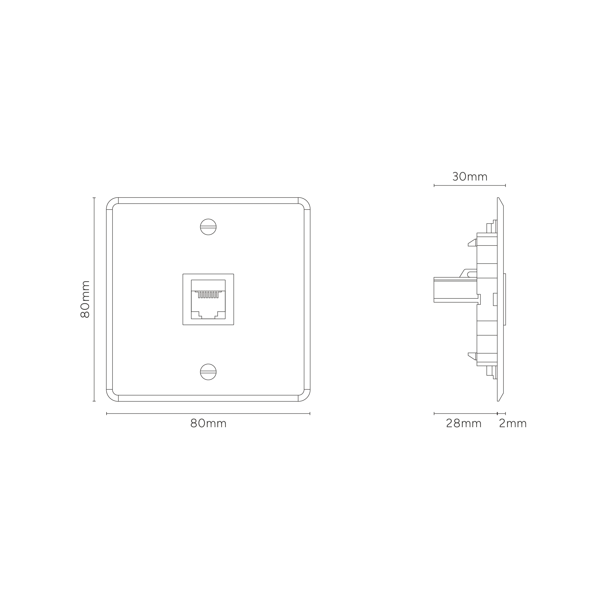 Kew Single RJ45 Socket - Clear | White - Image 3