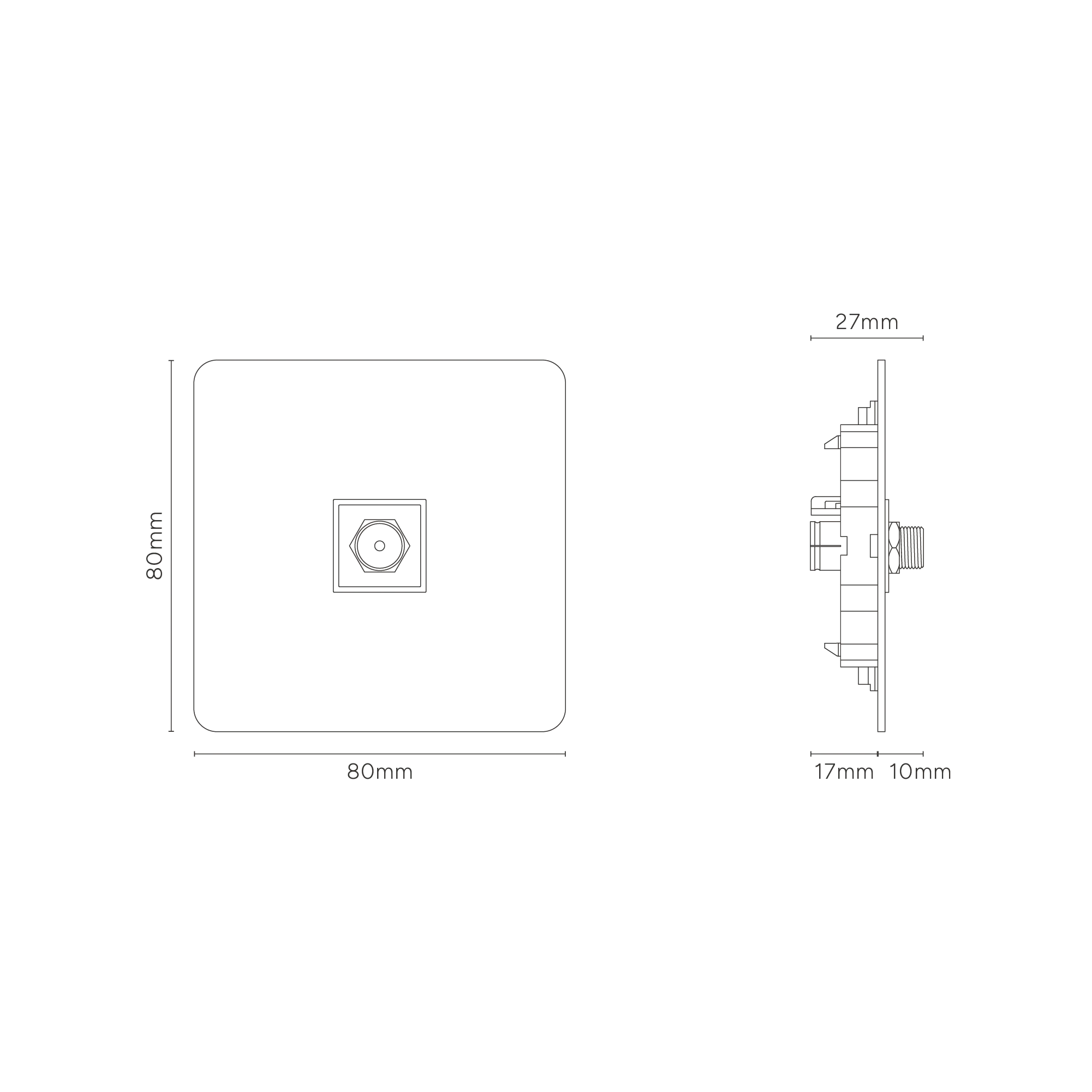 Kew Single Satellite Socket - Bronze | Black - Image 3