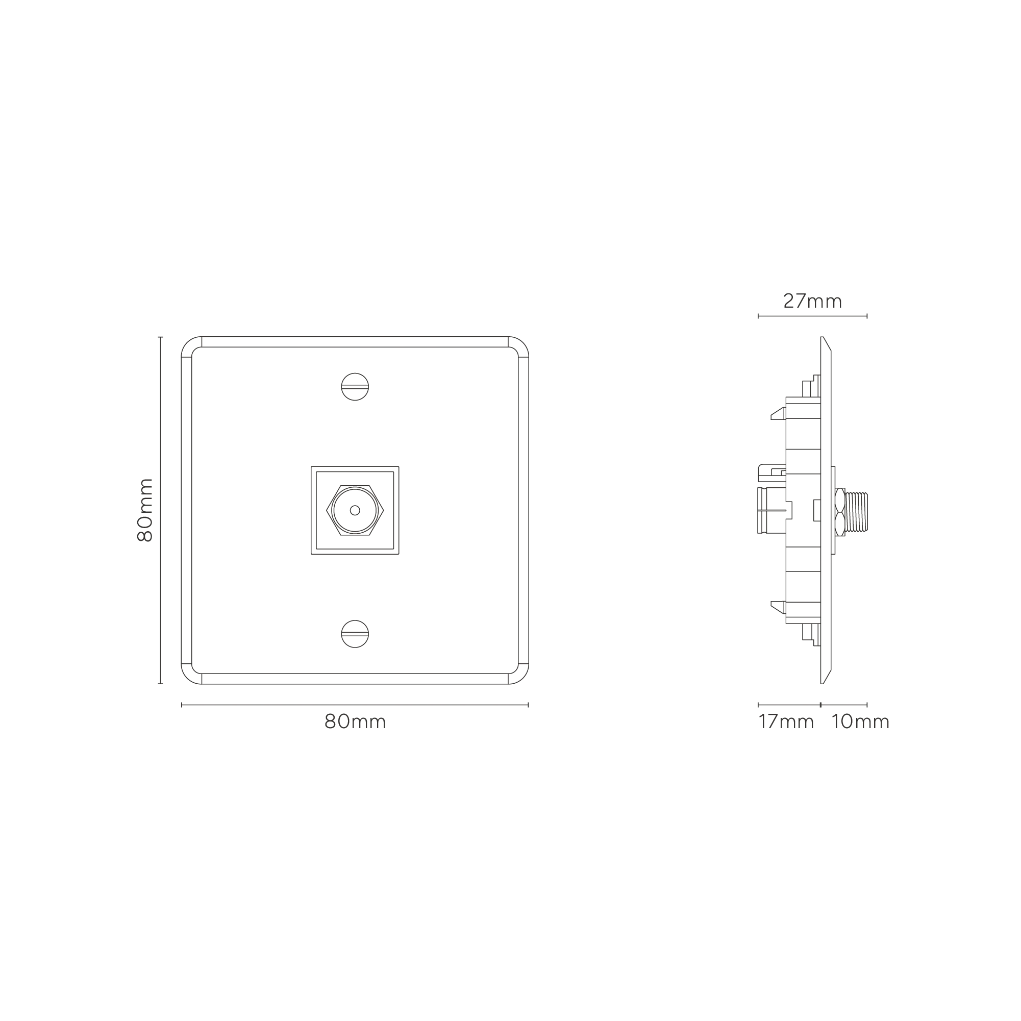 Kew Single Satellite Socket - Clear | Black - Image 3