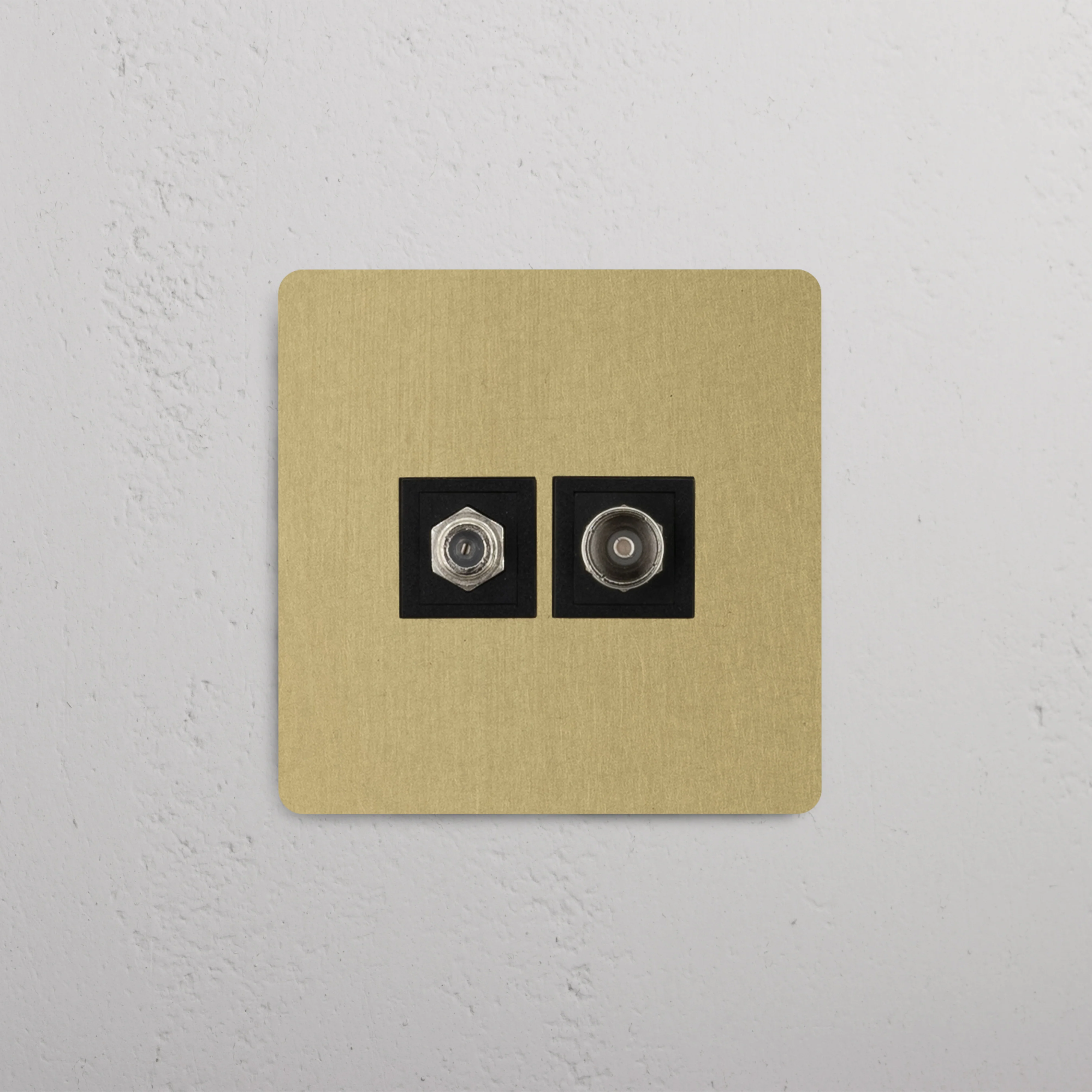 Kew Single Satellite & TV Socket - Antique Brass | Black - Image 2