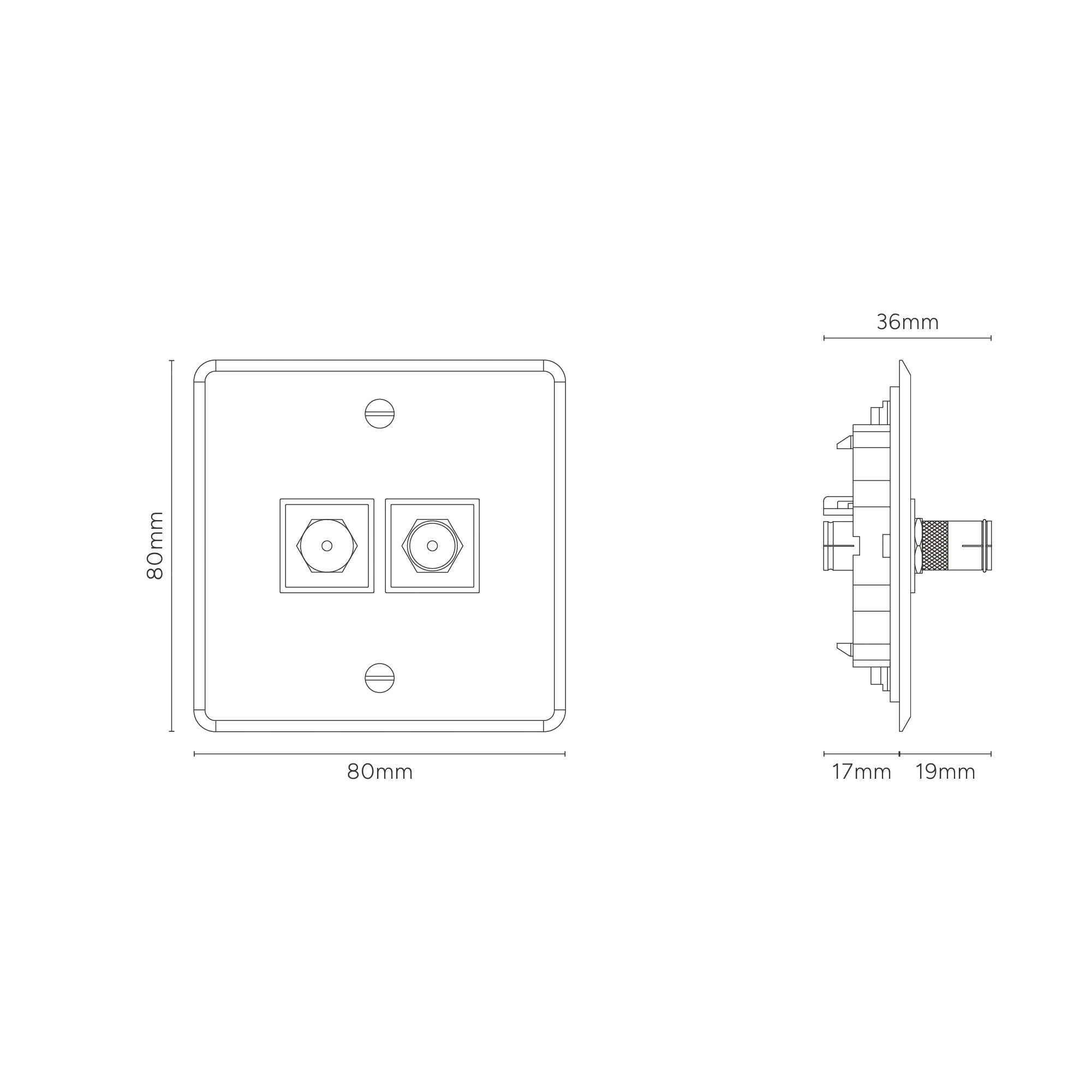 Kew Single Satellite & TV Socket - Clear | Black - Image 3
