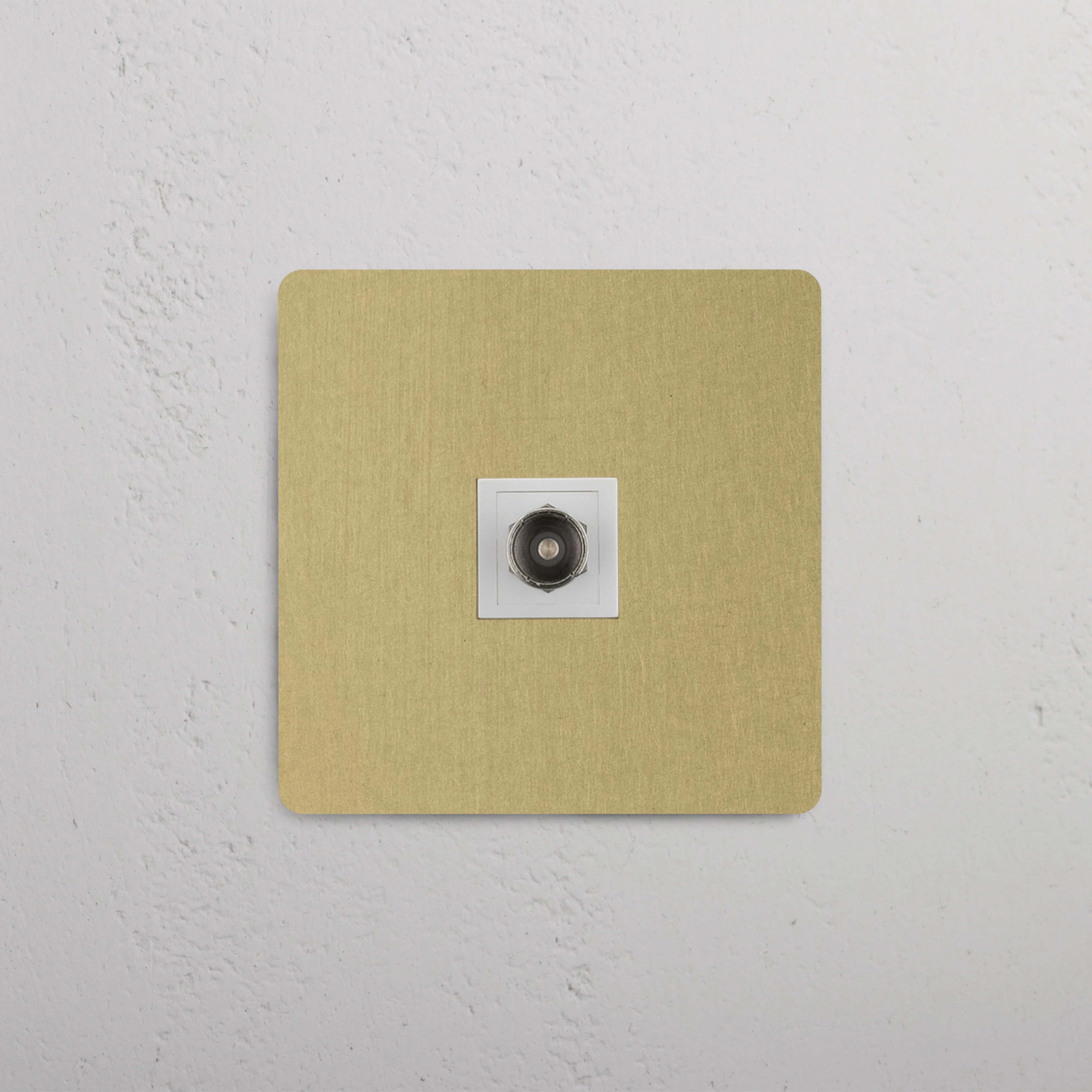 Kew Single TV Socket - Antique Brass | White - Image 2