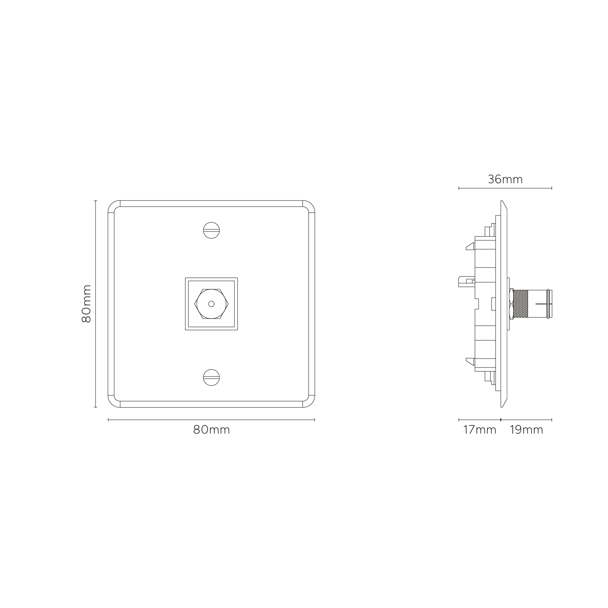 Kew Single TV Socket - Clear | Black - Image 3