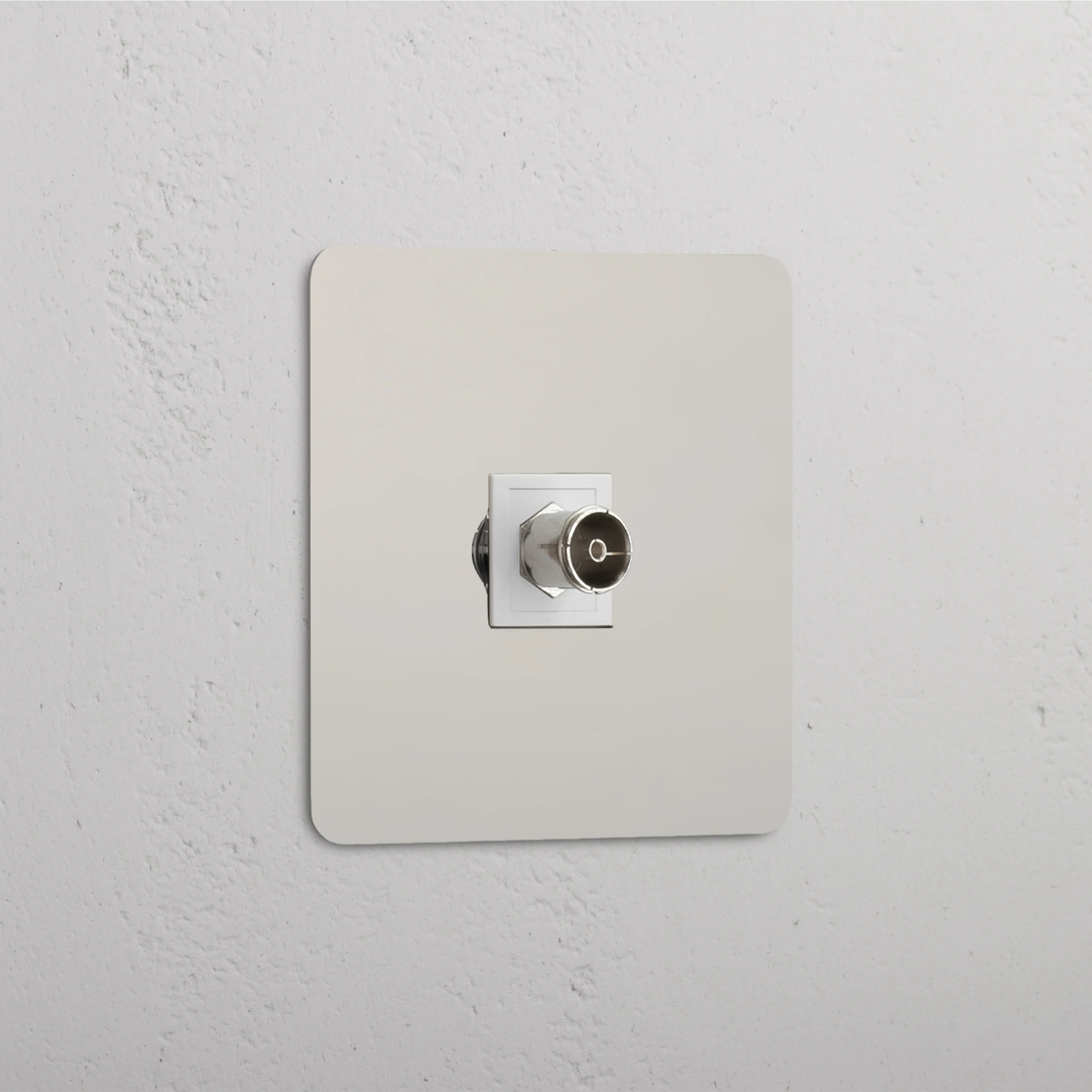 Kew Single TV Socket - Polished Nickel | White