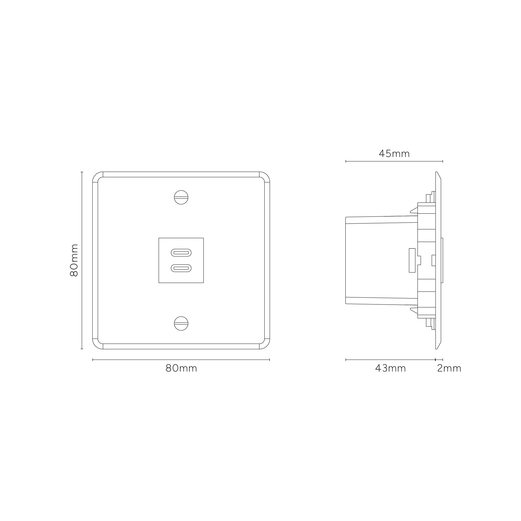 Kew Single USB-C 30W Socket - Clear | White - Image 3