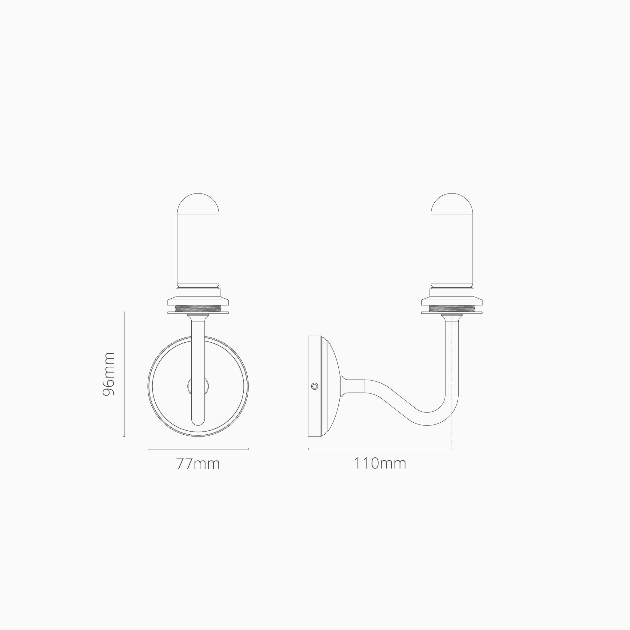 Small Raised Wall Light Body - Polished Nickel - Image 2