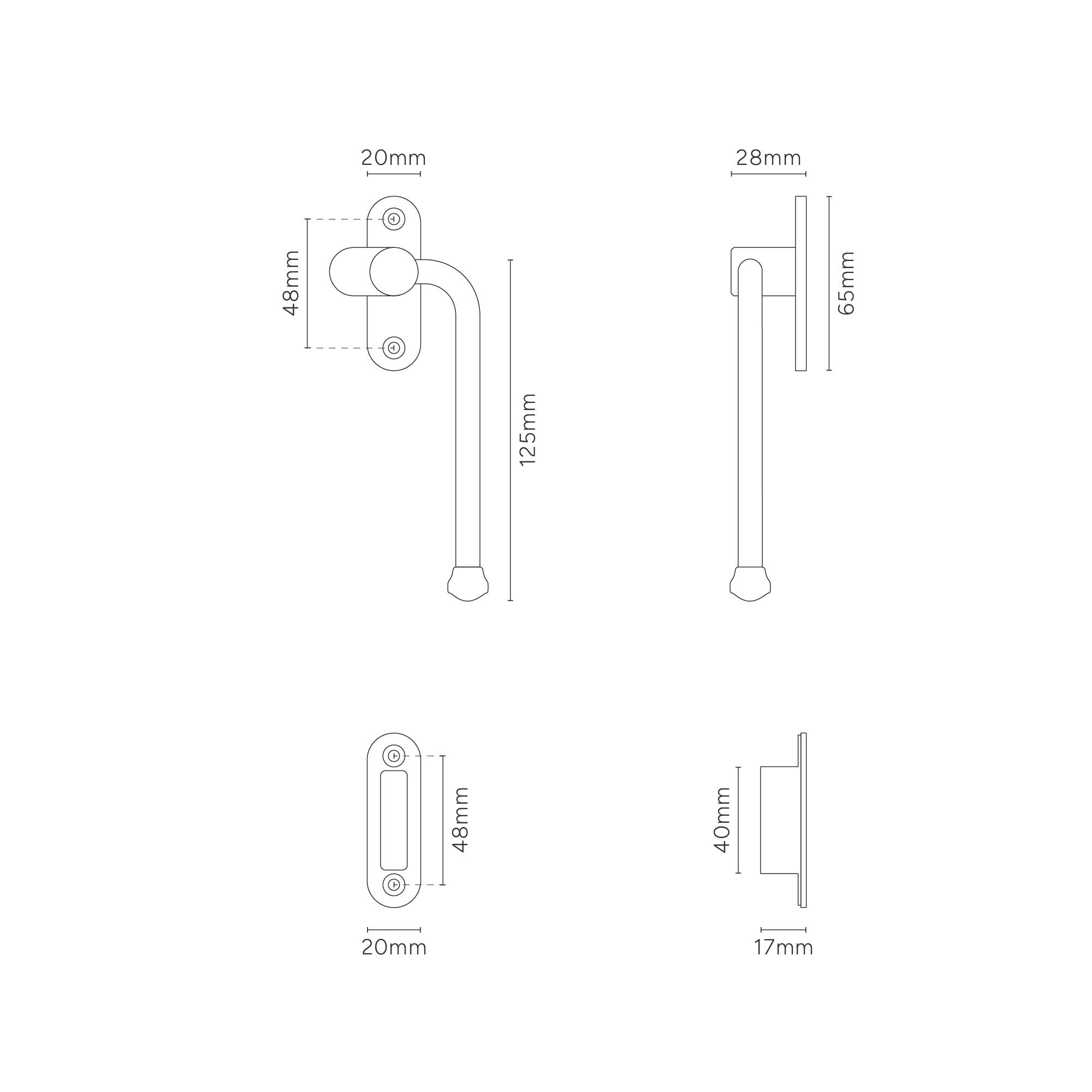 Southbank Casement Window Handle With Plate Right – Bronze - Image 3