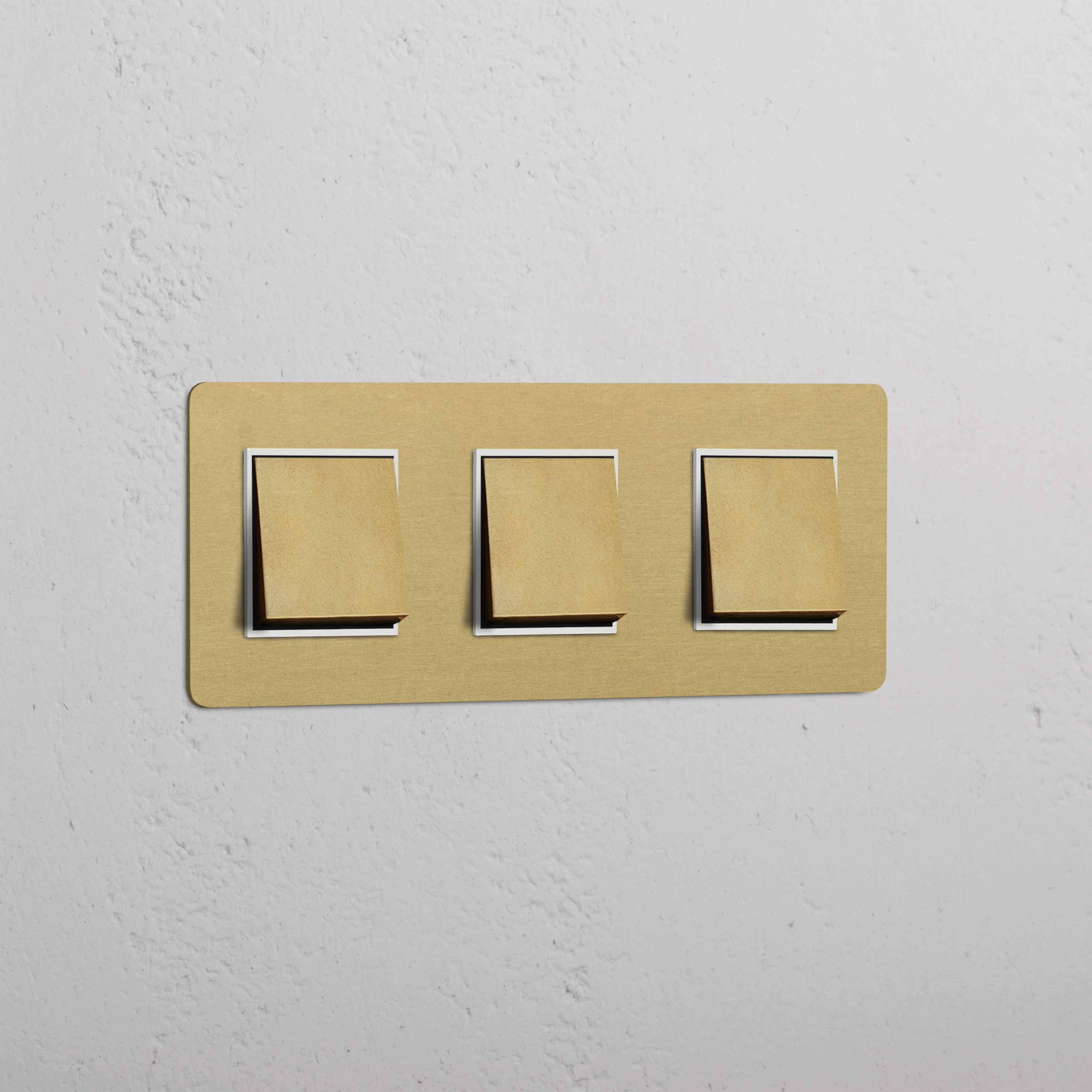Kew Triple 3x Rocker Switch - Antique Brass | White