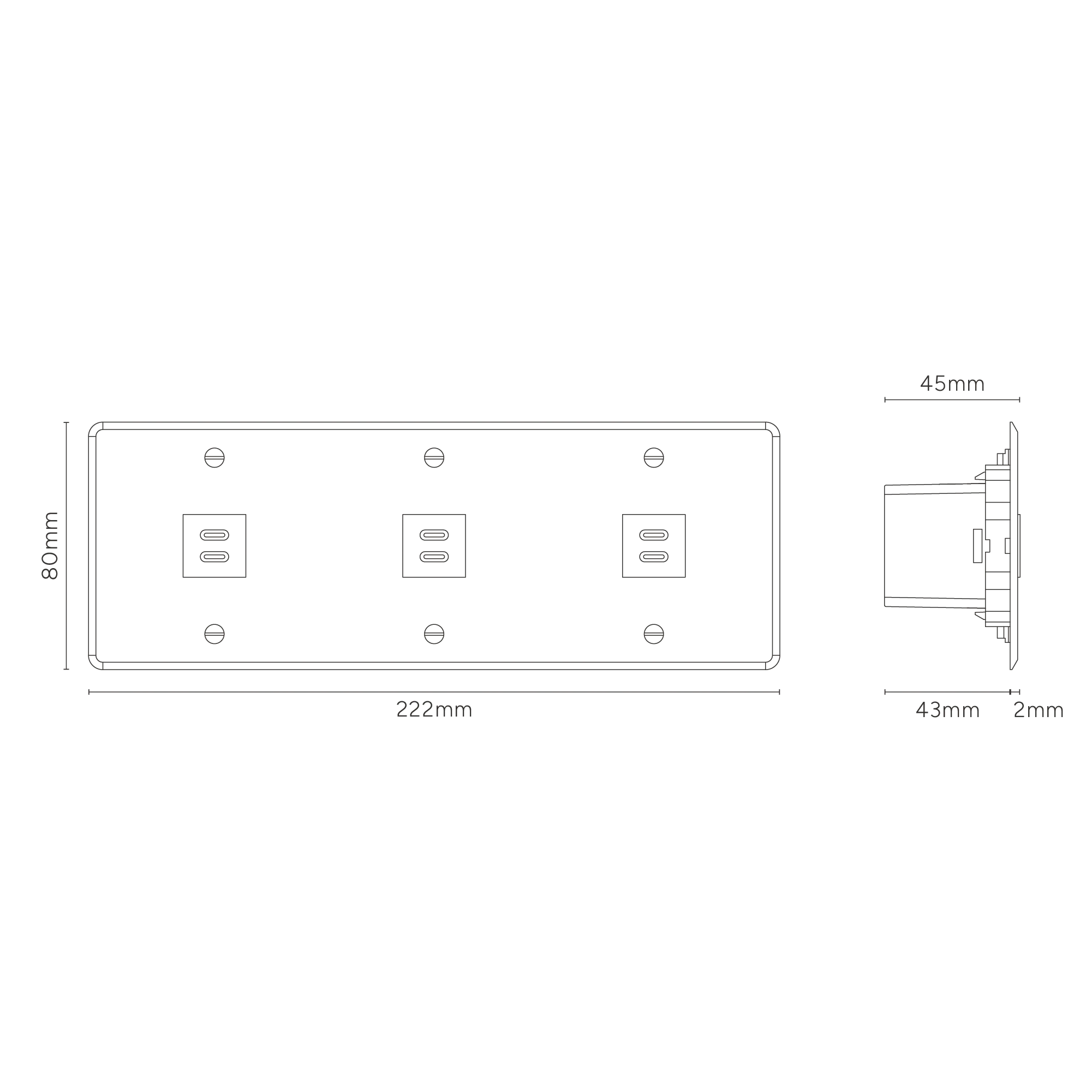 Kew Triple 3x USB-C 30W Socket - Clear | White - Image 3