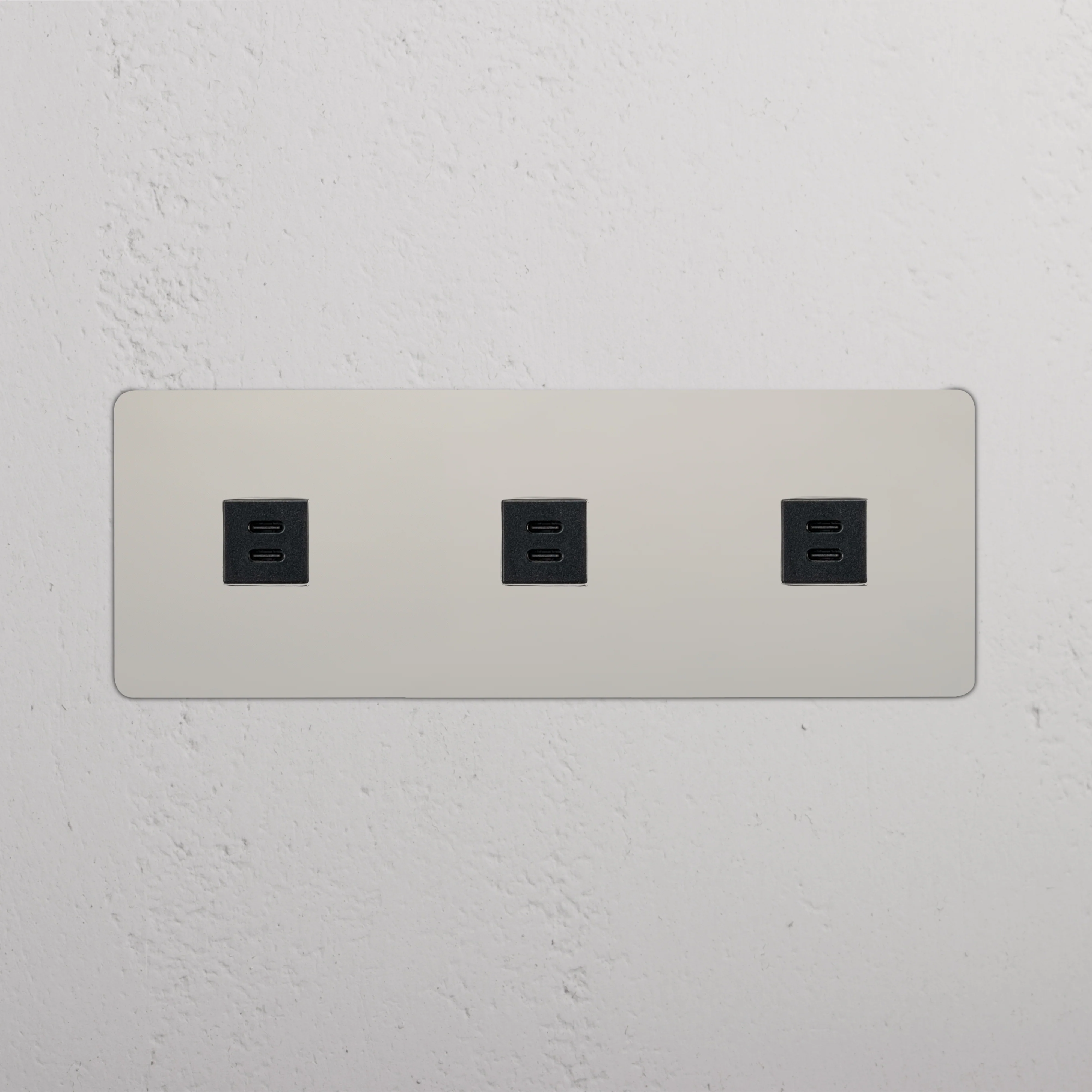 Kew Triple 3x USB-C 30W Socket - Polished Nickel | Black - Image 2
