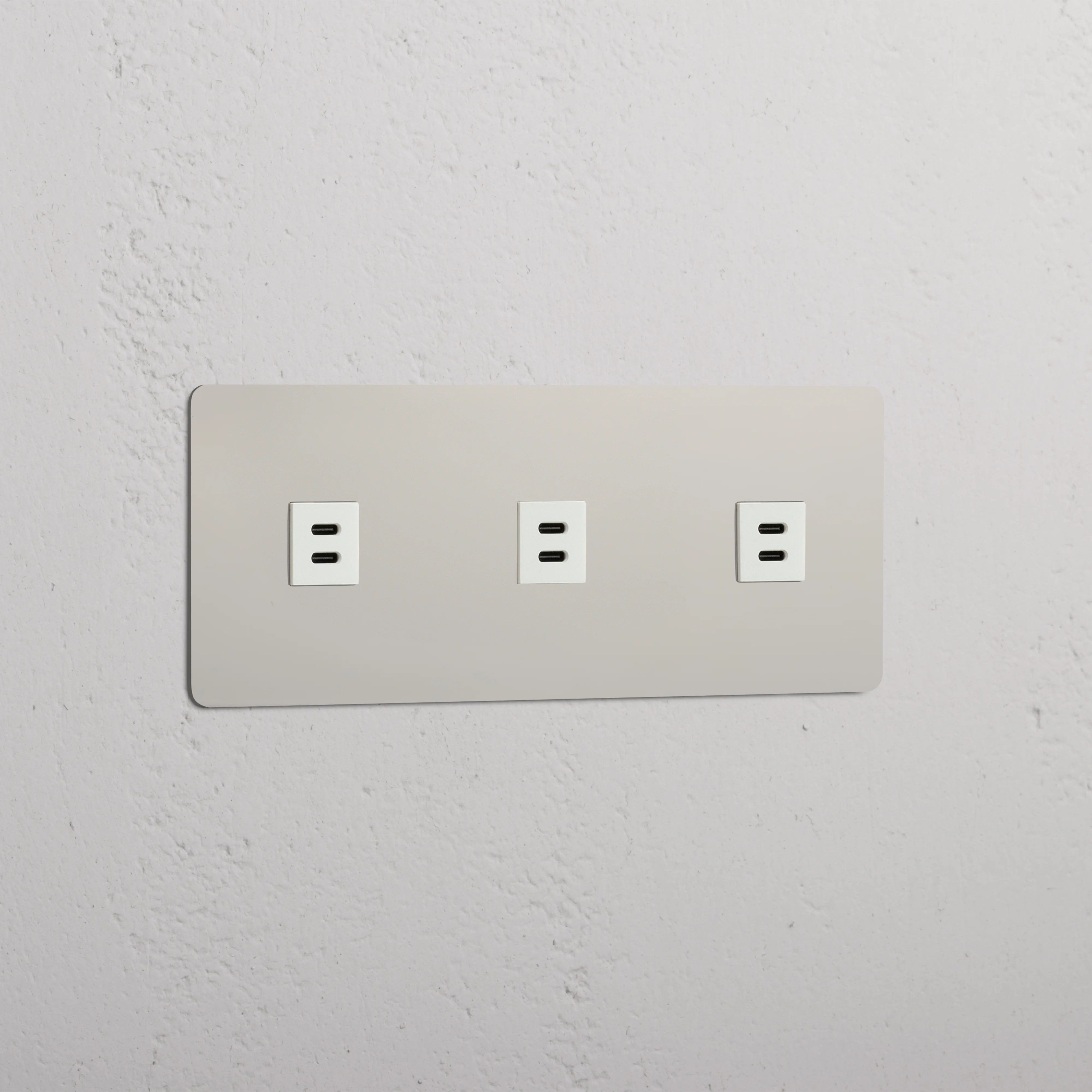 Kew Triple 3x USB-C 30W Socket - Polished Nickel | White