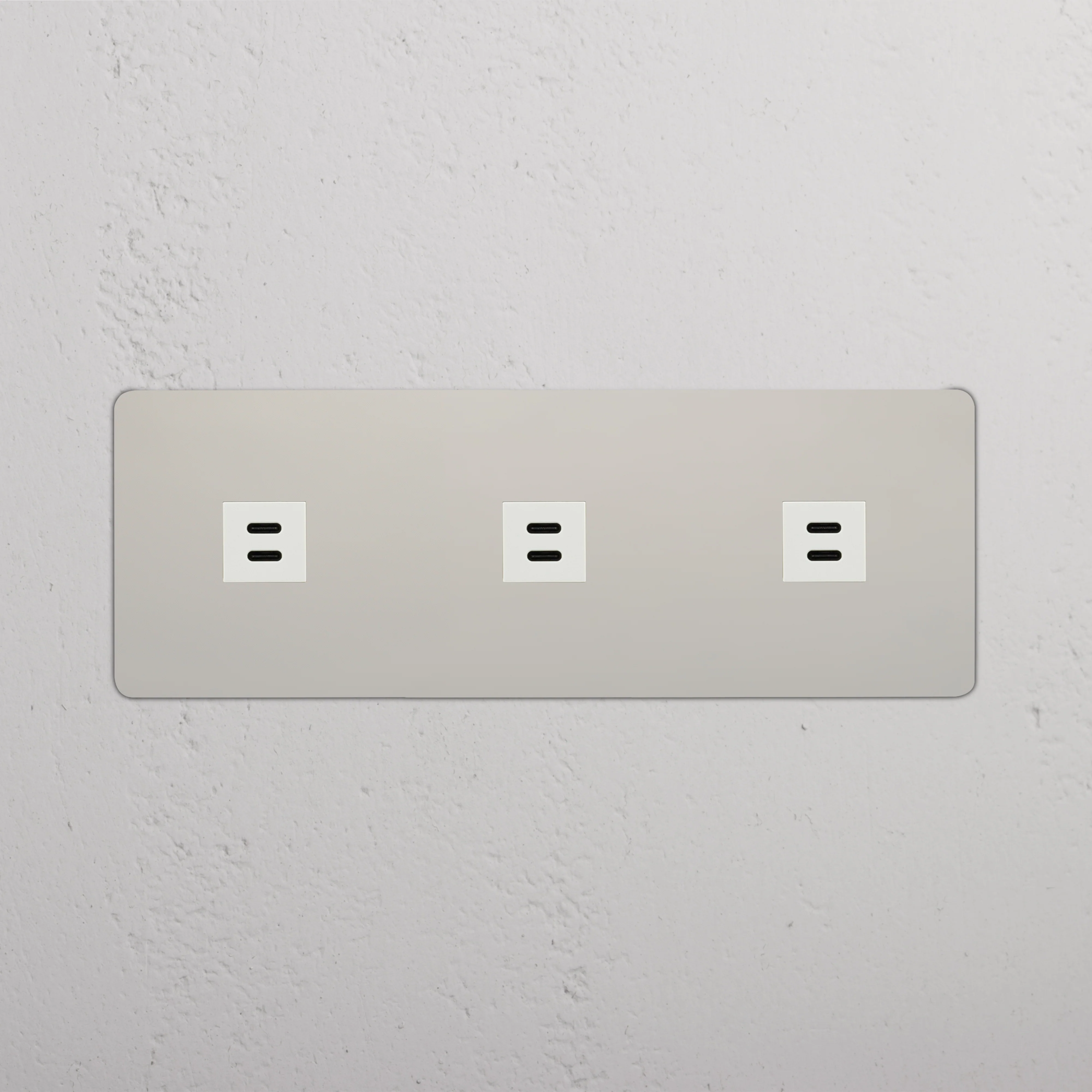 Kew Triple 3x USB-C 30W Socket - Polished Nickel | White - Image 2