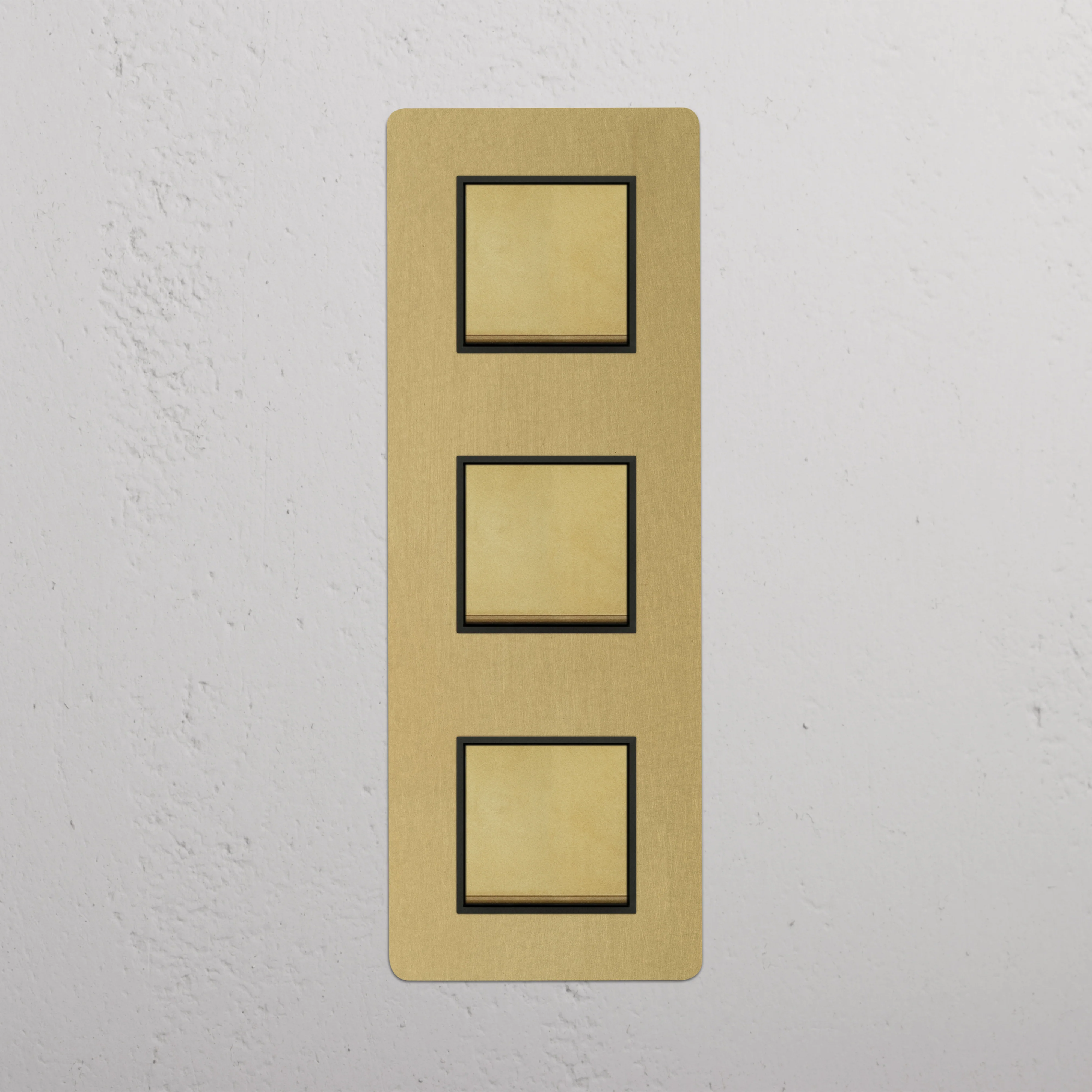 Kew Triple 3x Vertical Rocker Switch - Antique Brass | Black - Image 2