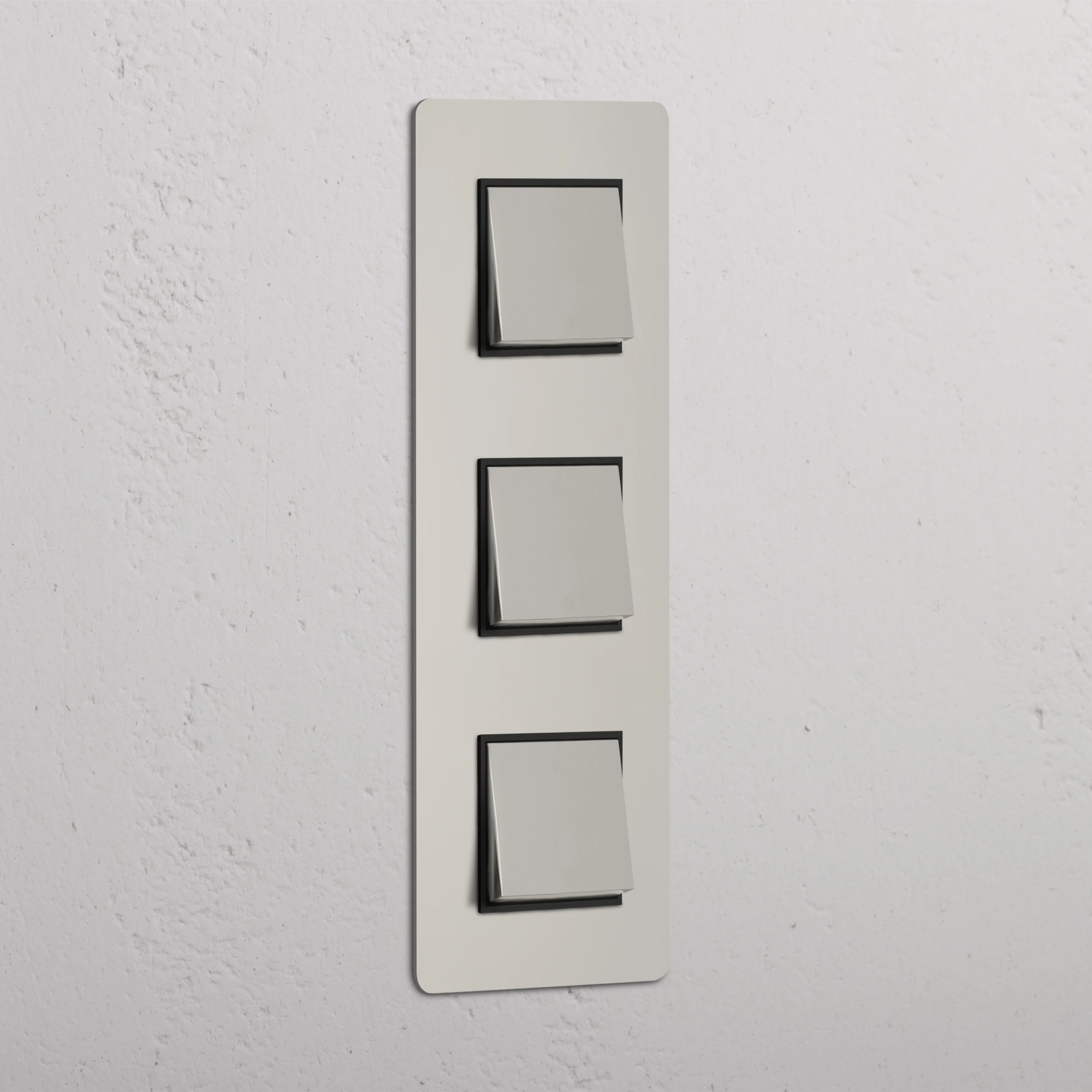 Kew Triple 3x Vertical Rocker Switch - Polished Nickel | Black