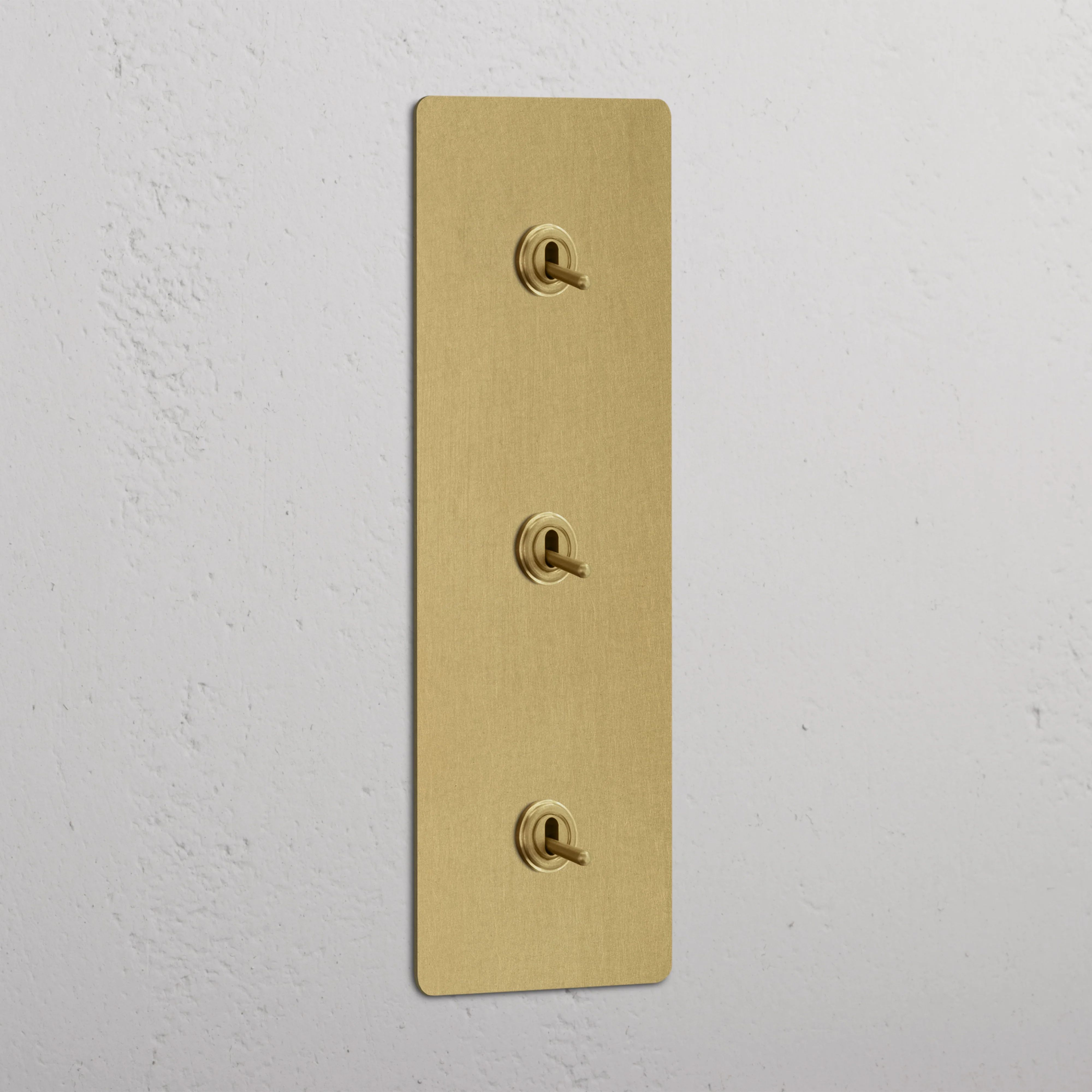 Kew Triple 3x Vertical Toggle Switch - Antique Brass