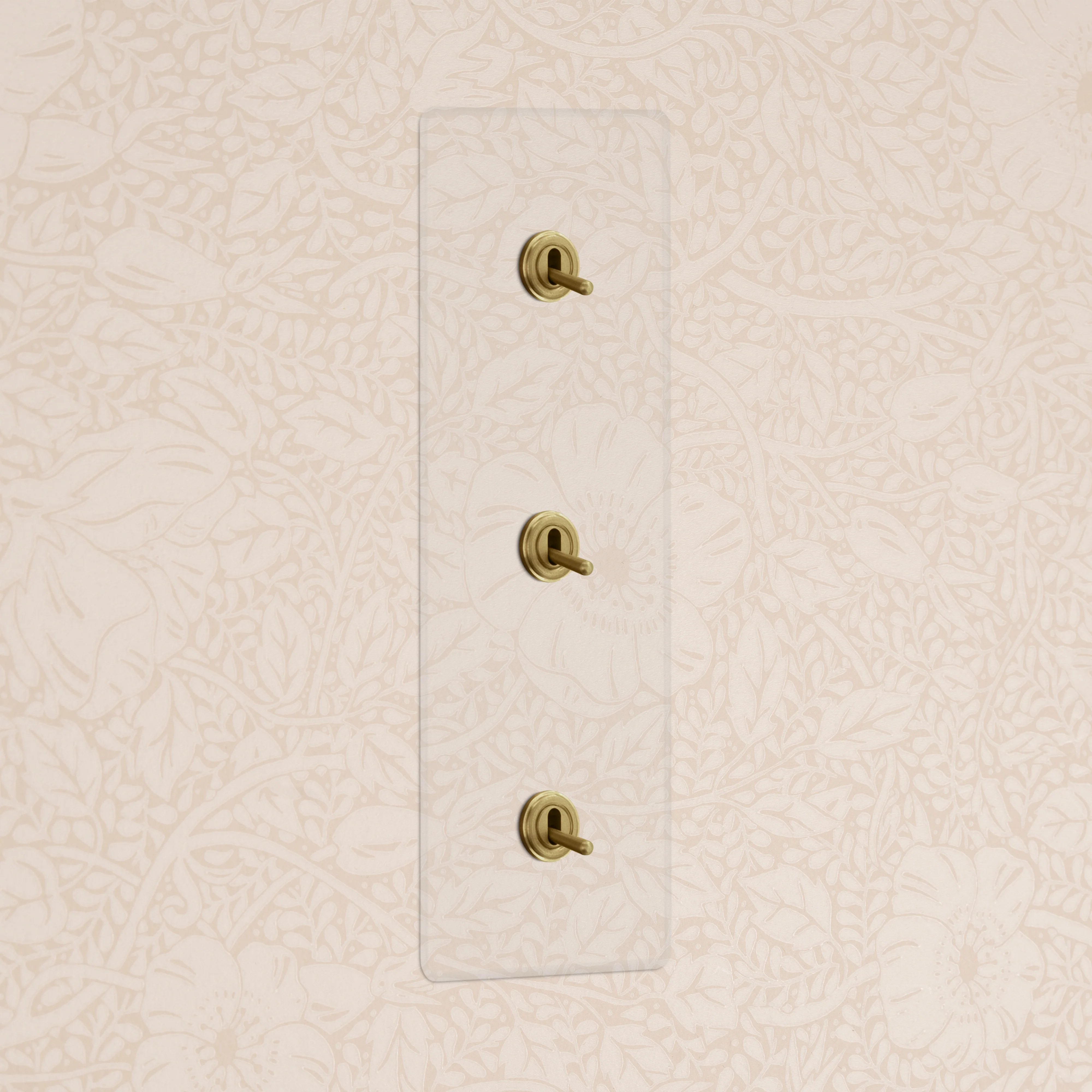 Kew Triple 3x Vertical Toggle Switch - Clear Antique Brass