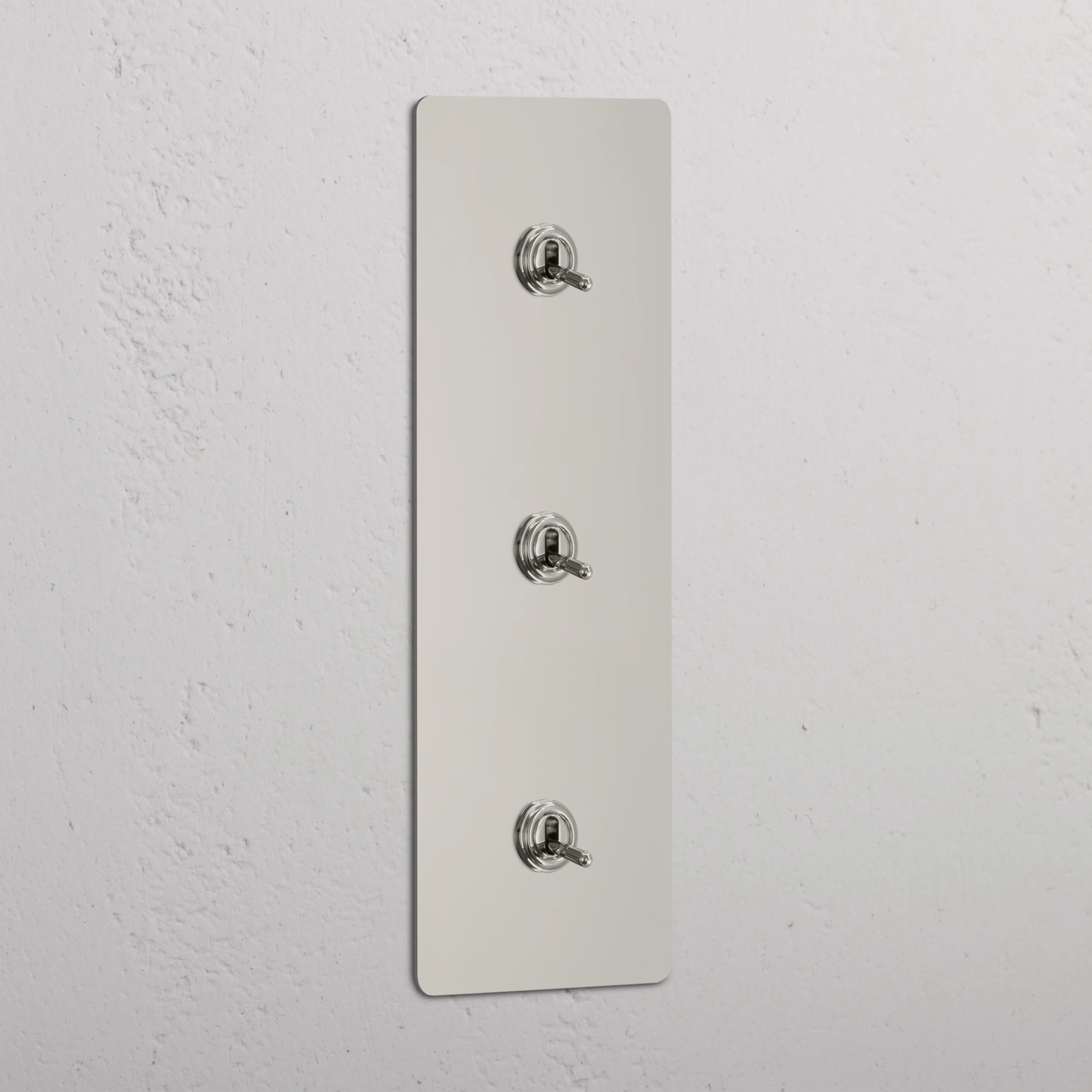 Kew Triple 3x Vertical Toggle Switch - Polished Nickel