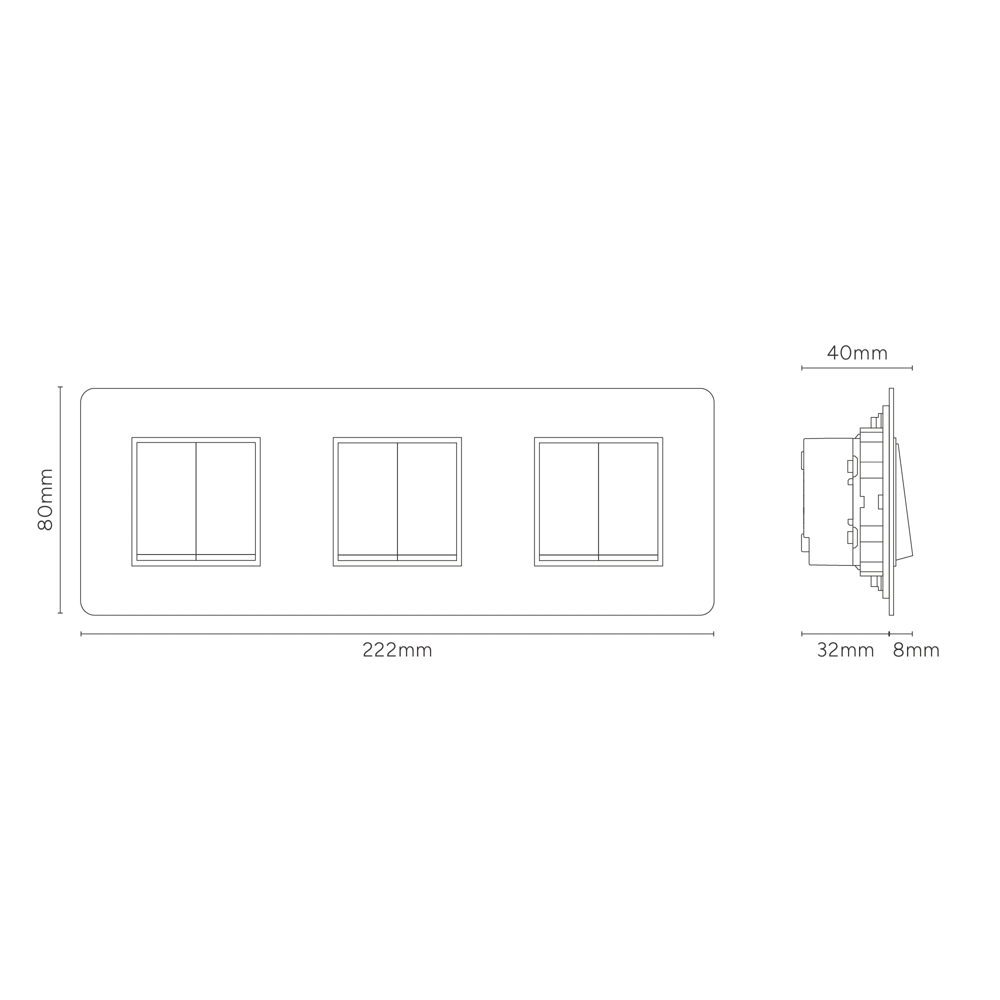 Kew Triple 6x Rocker Switch - Antique Brass | Black - Image 3