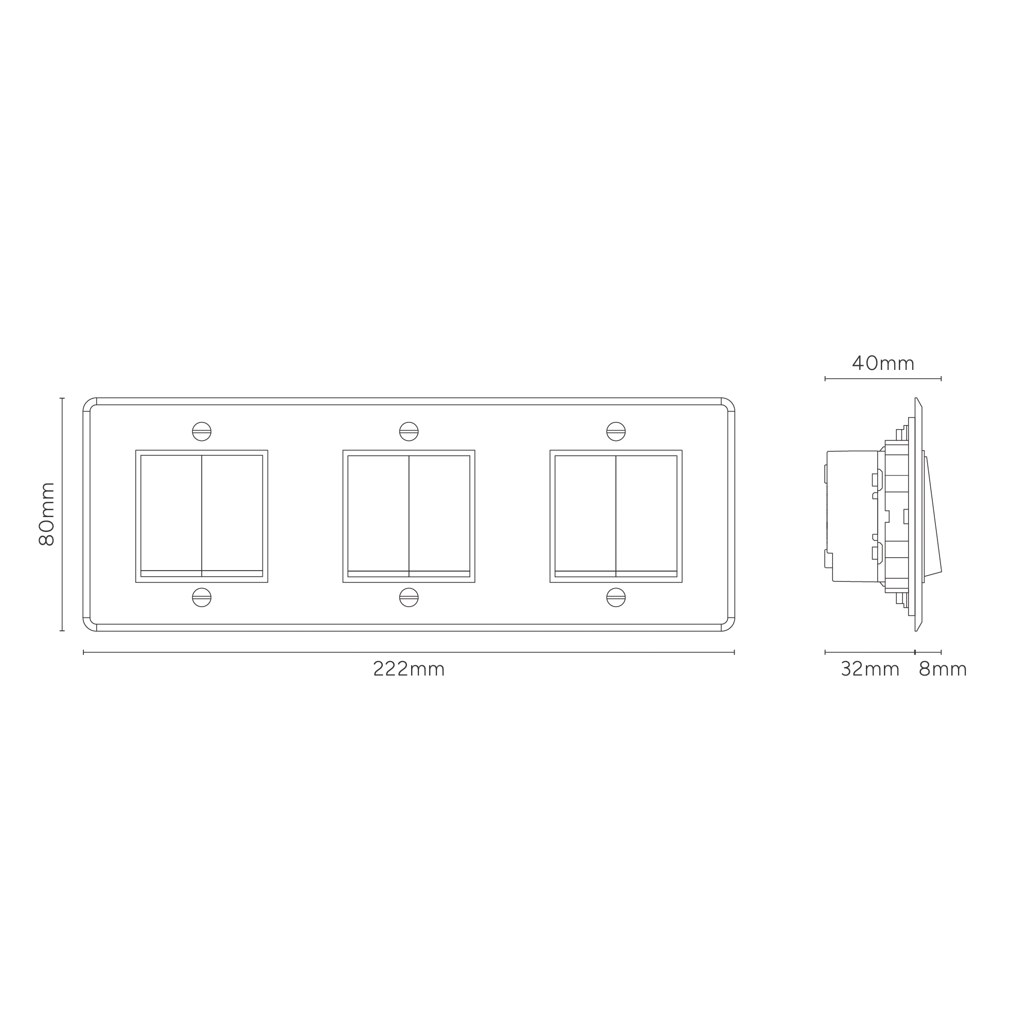 Kew Triple 6x Rocker Switch - Clear Antique Brass | White - Image 3