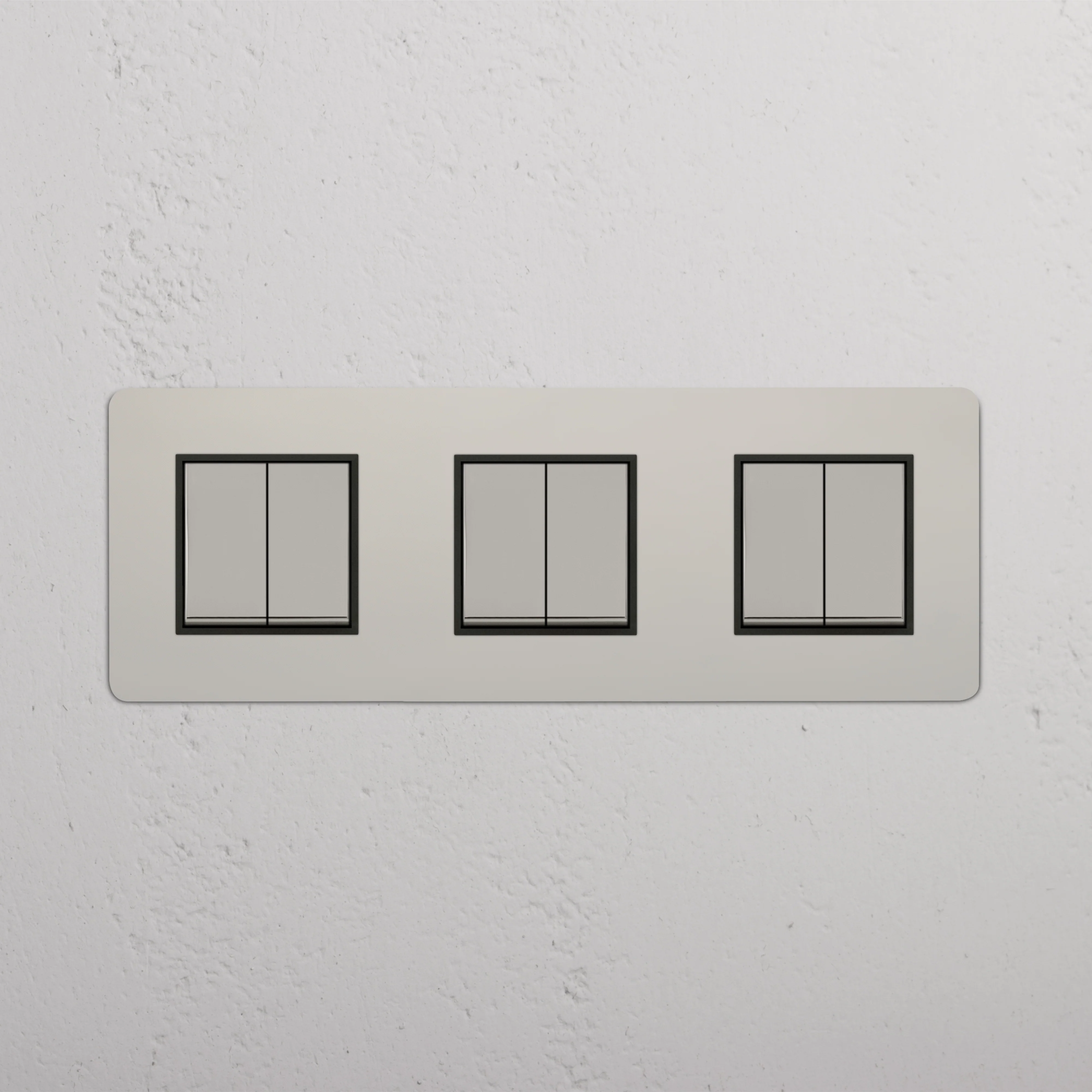 Kew Triple 6x Rocker Switch - Polished Nickel | Black - Image 2