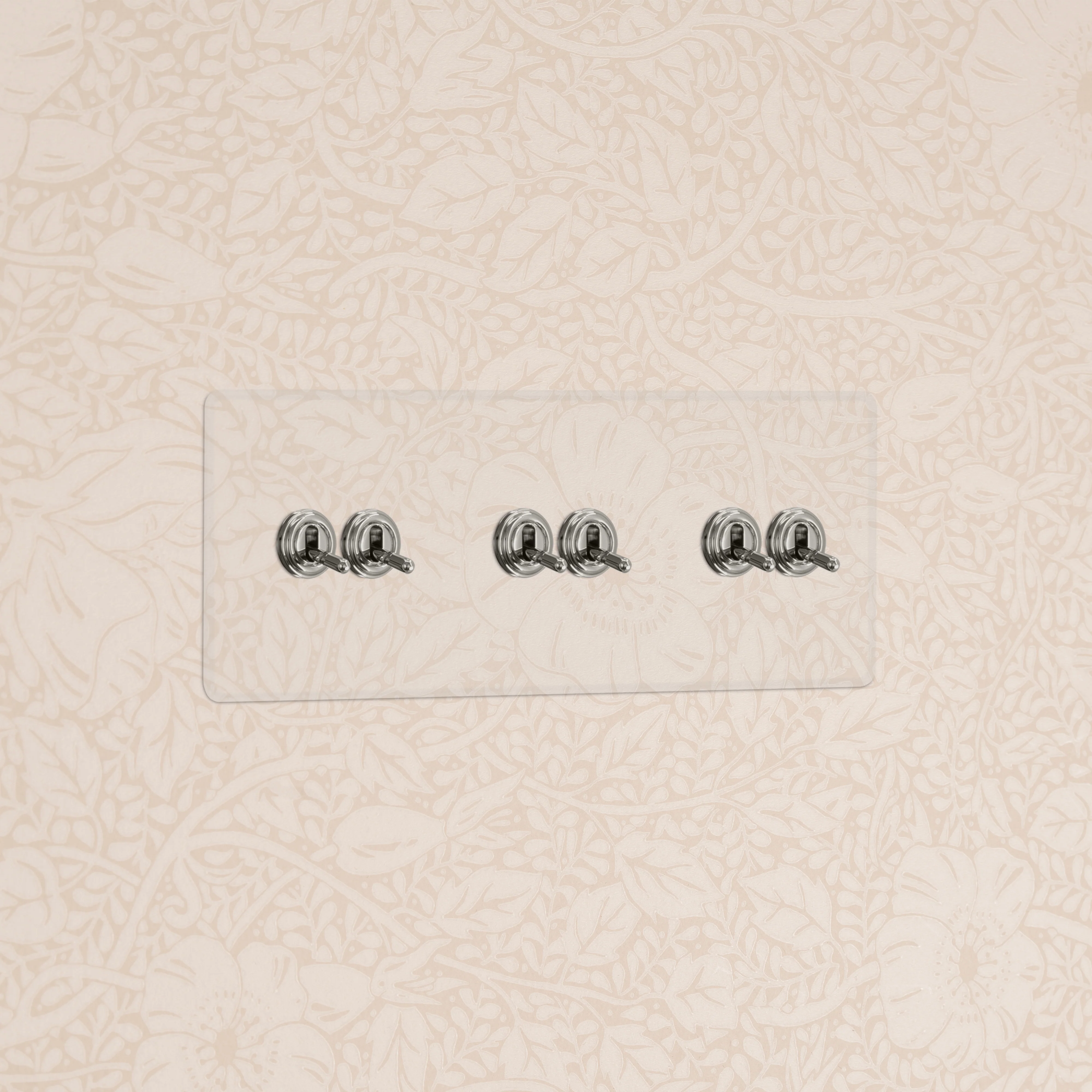 Kew Triple 6x Toggle Switch - Clear Polished Nickel