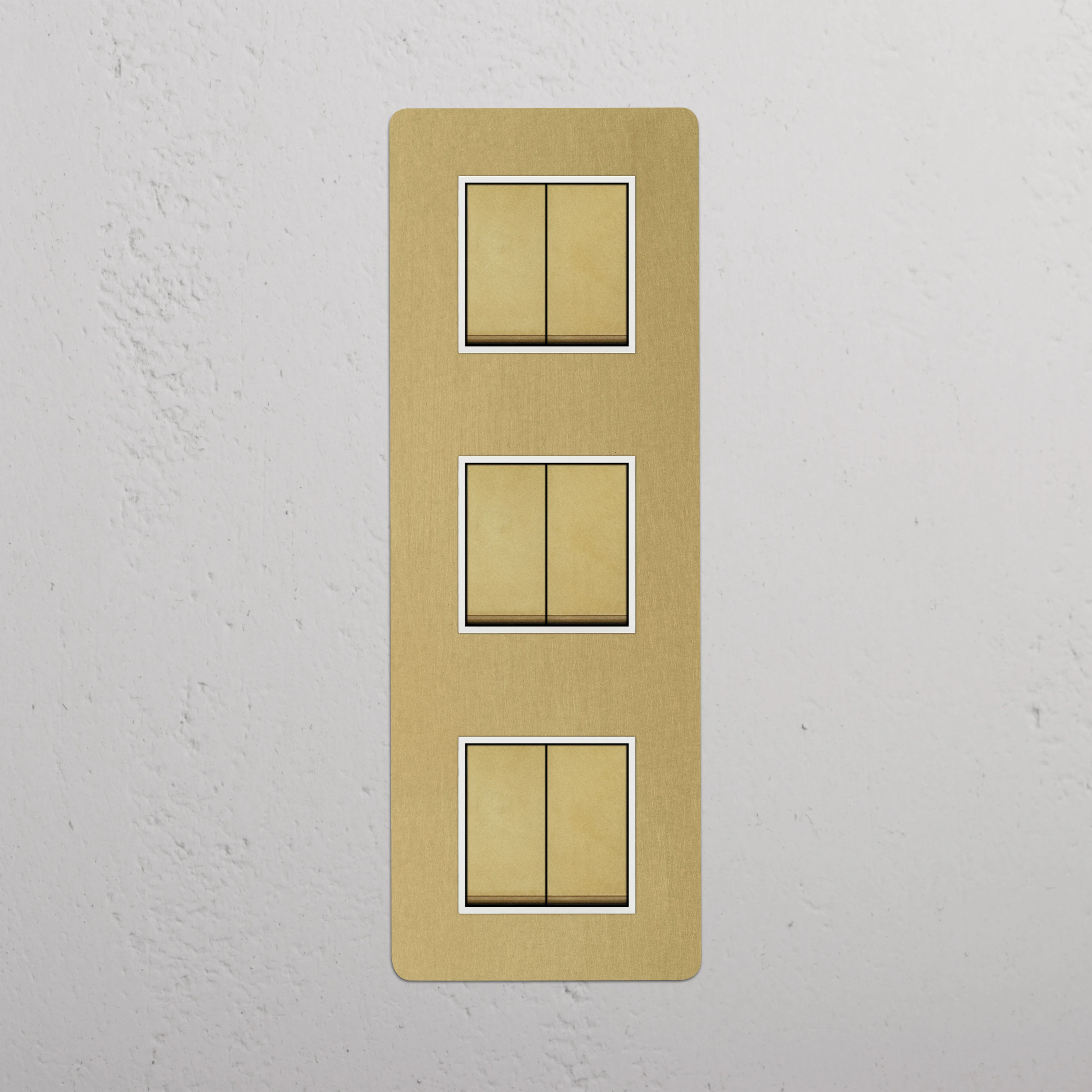 Kew Triple 6x Vertical Rocker Switch - Antique Brass | White - Image 2