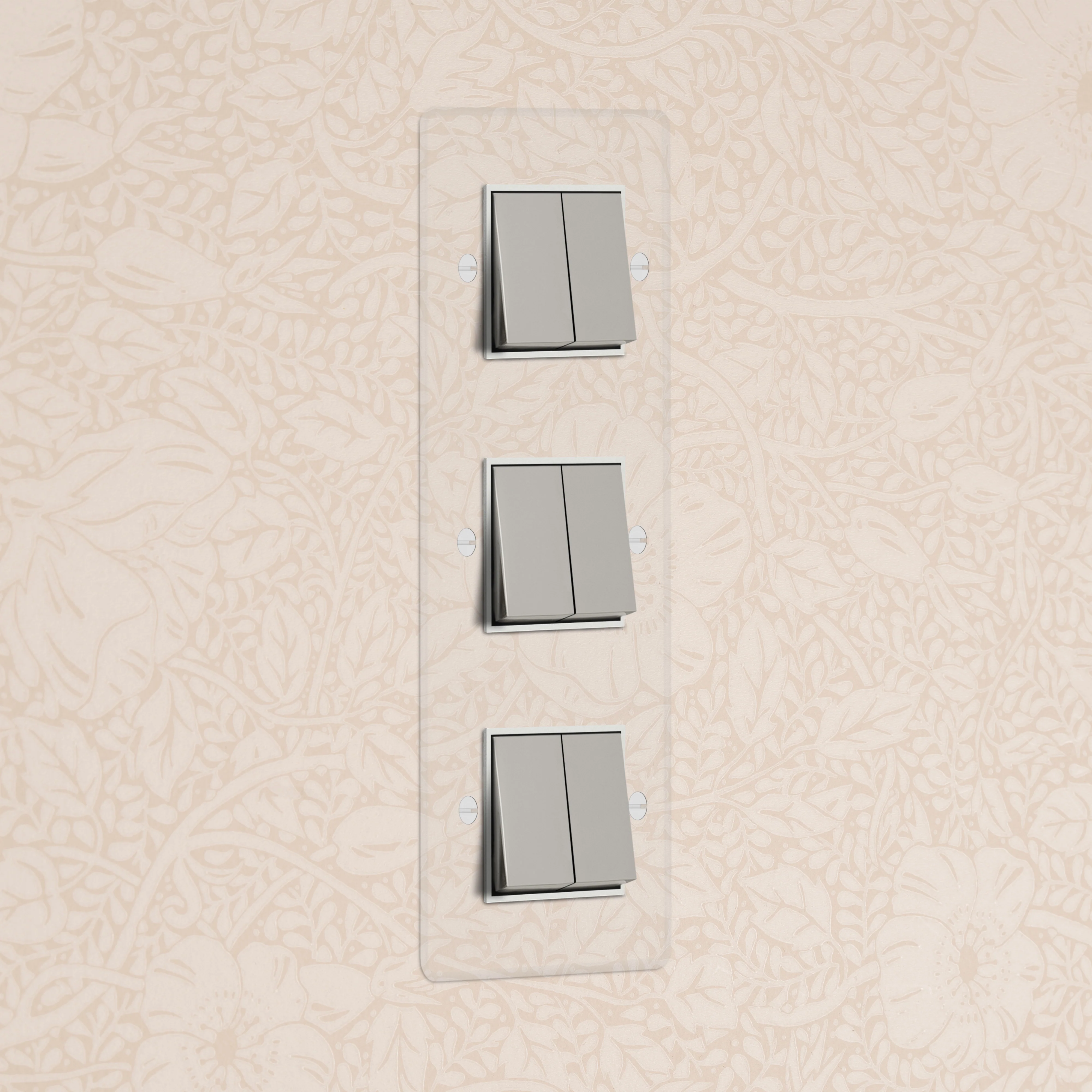 Kew Triple 6x Vertical Rocker Switch - Clear Polished Nickel | White