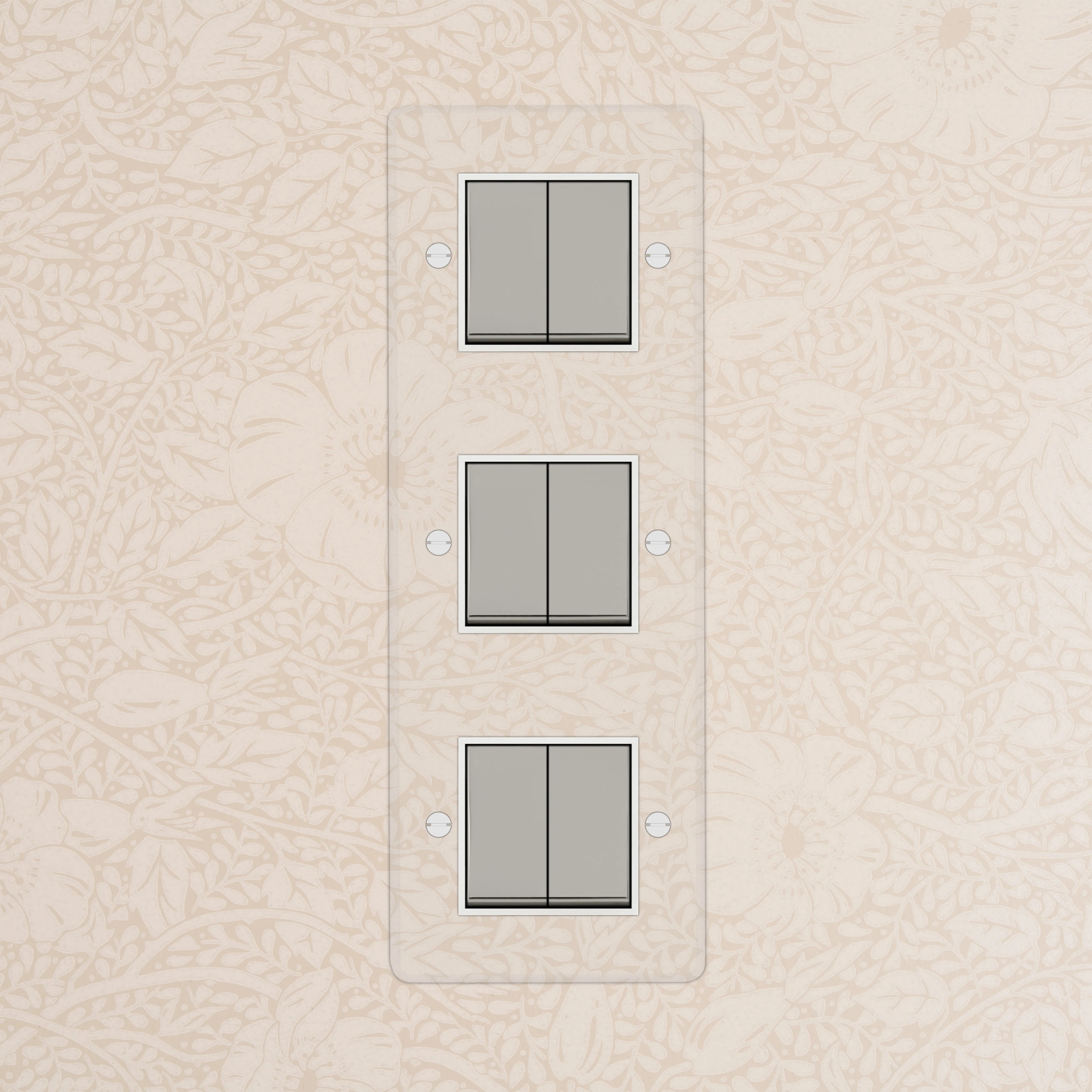Kew Triple 6x Vertical Rocker Switch - Clear Polished Nickel | White - Image 2