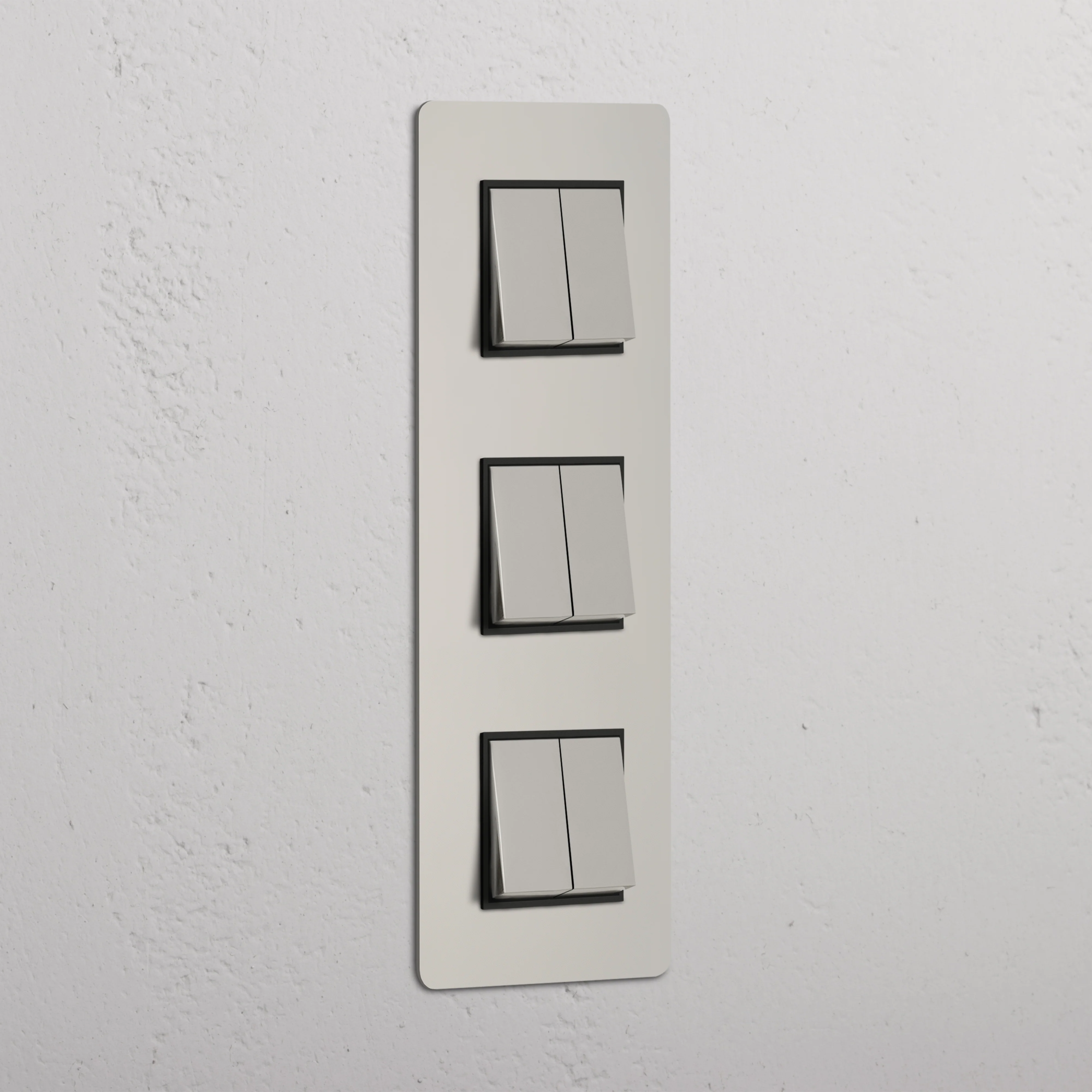 Kew Triple 6x Vertical Rocker Switch - Polished Nickel | Black