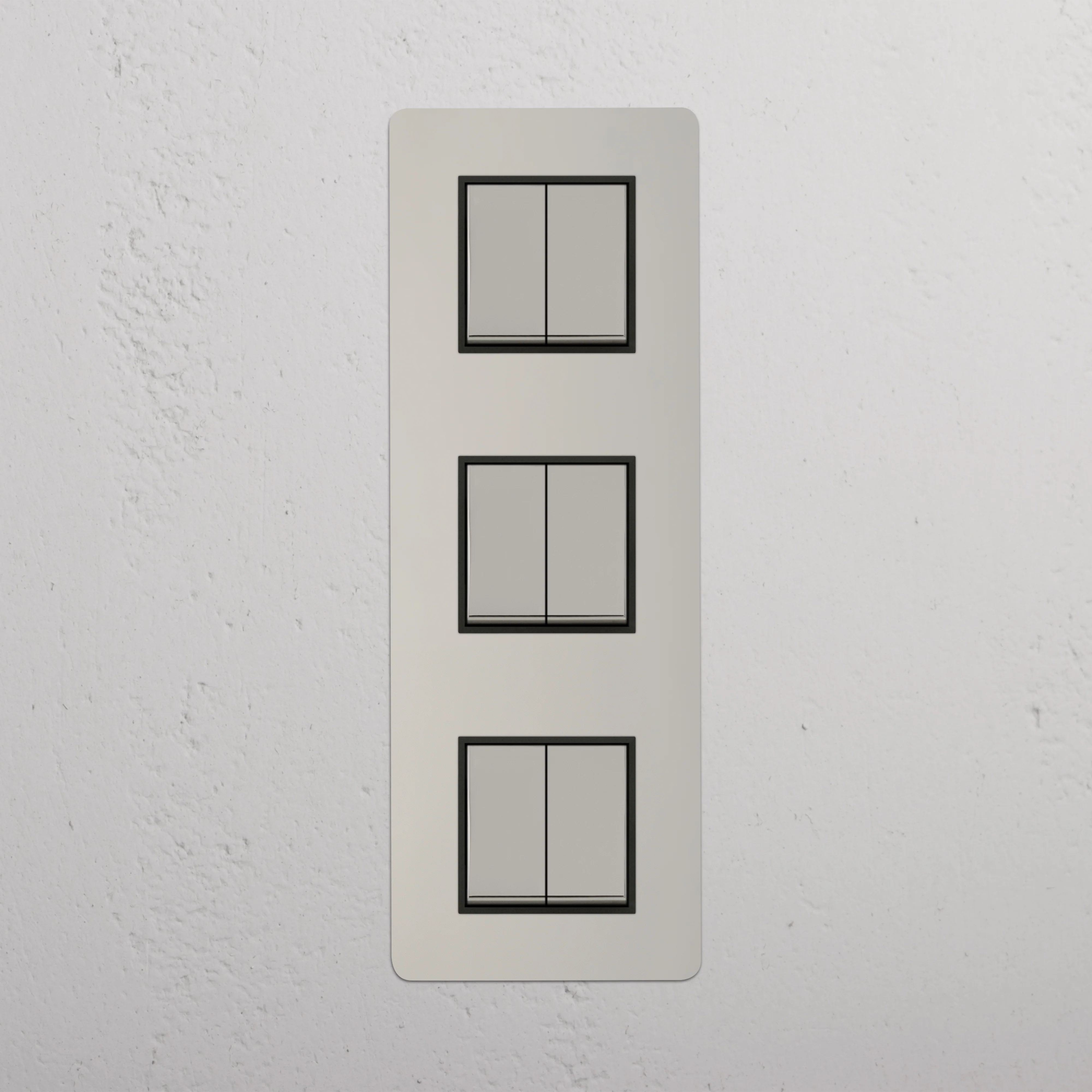 Kew Triple 6x Vertical Rocker Switch - Polished Nickel | Black - Image 2