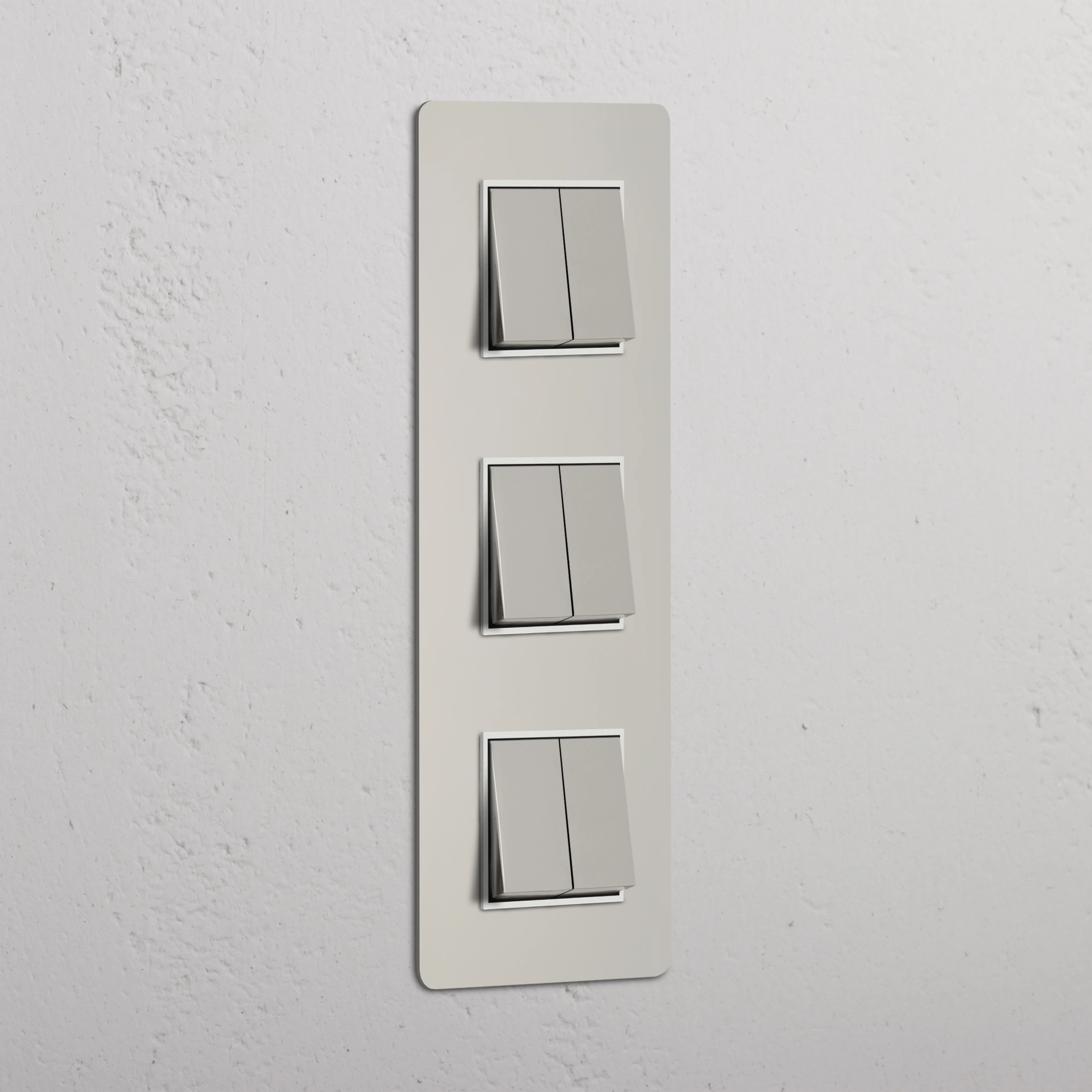 Kew Triple 6x Vertical Rocker Switch - Polished Nickel | White