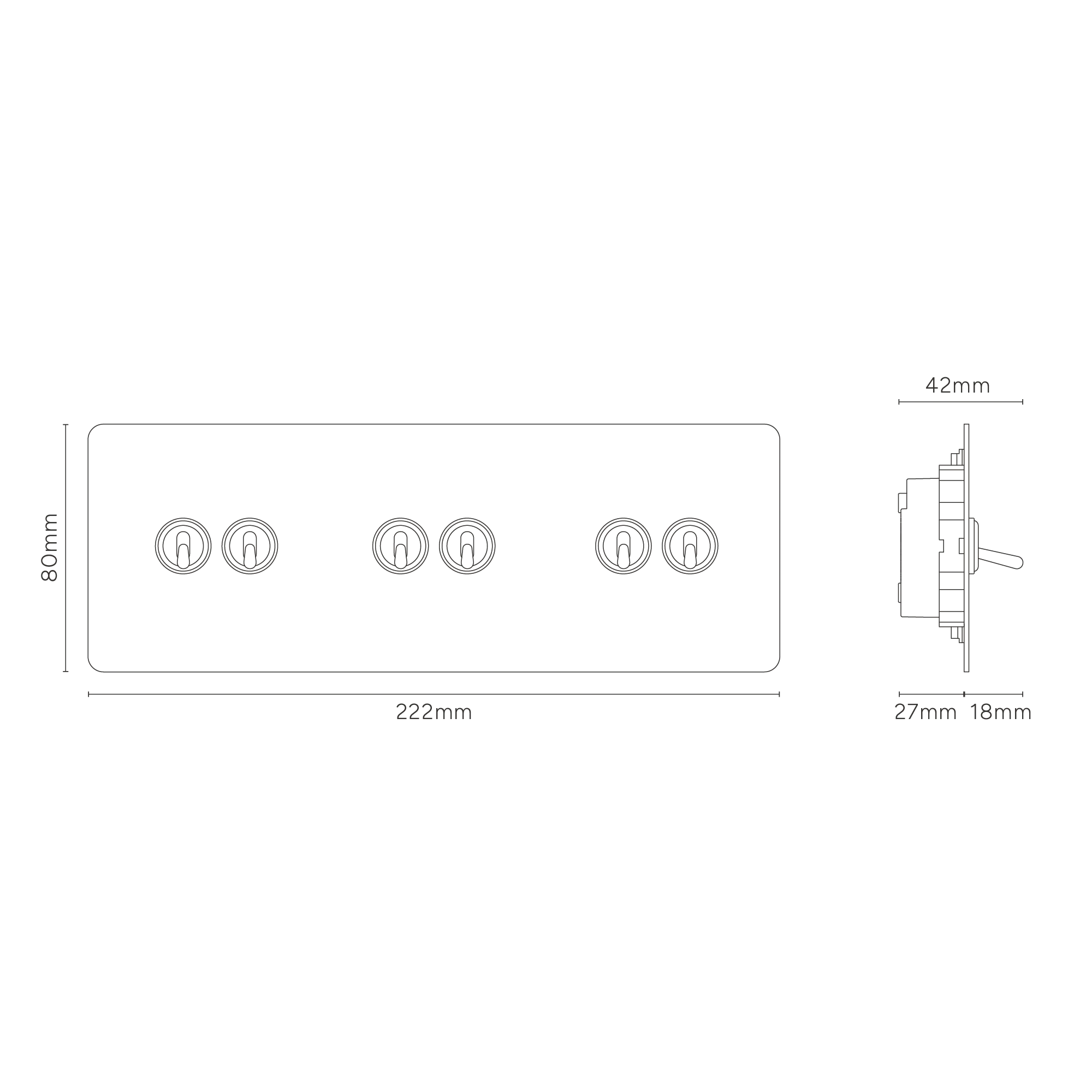 Kew Triple 6x Vertical Toggle Switch - Antique Brass - Image 5
