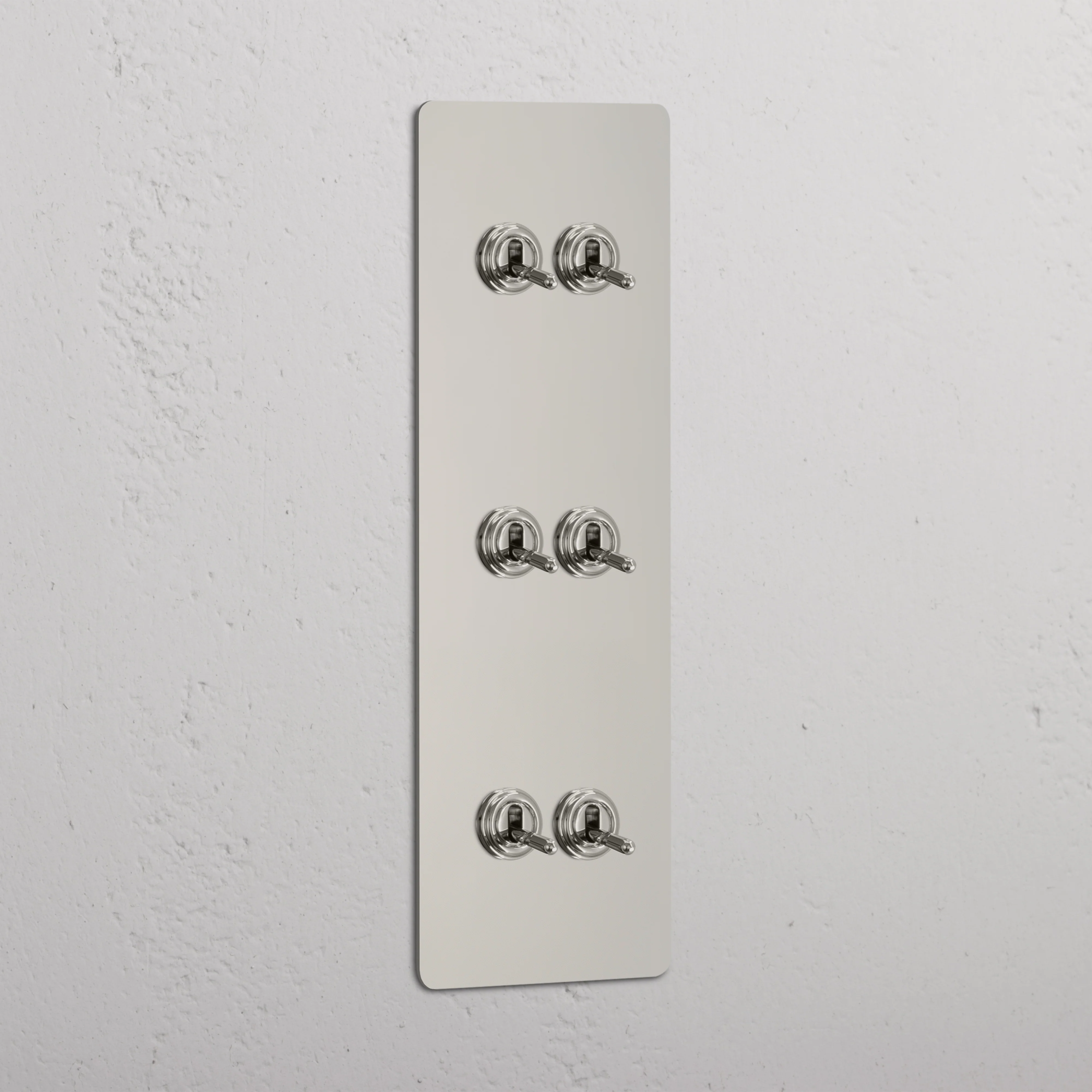 Kew Triple 6x Vertical Toggle Switch - Polished Nickel
