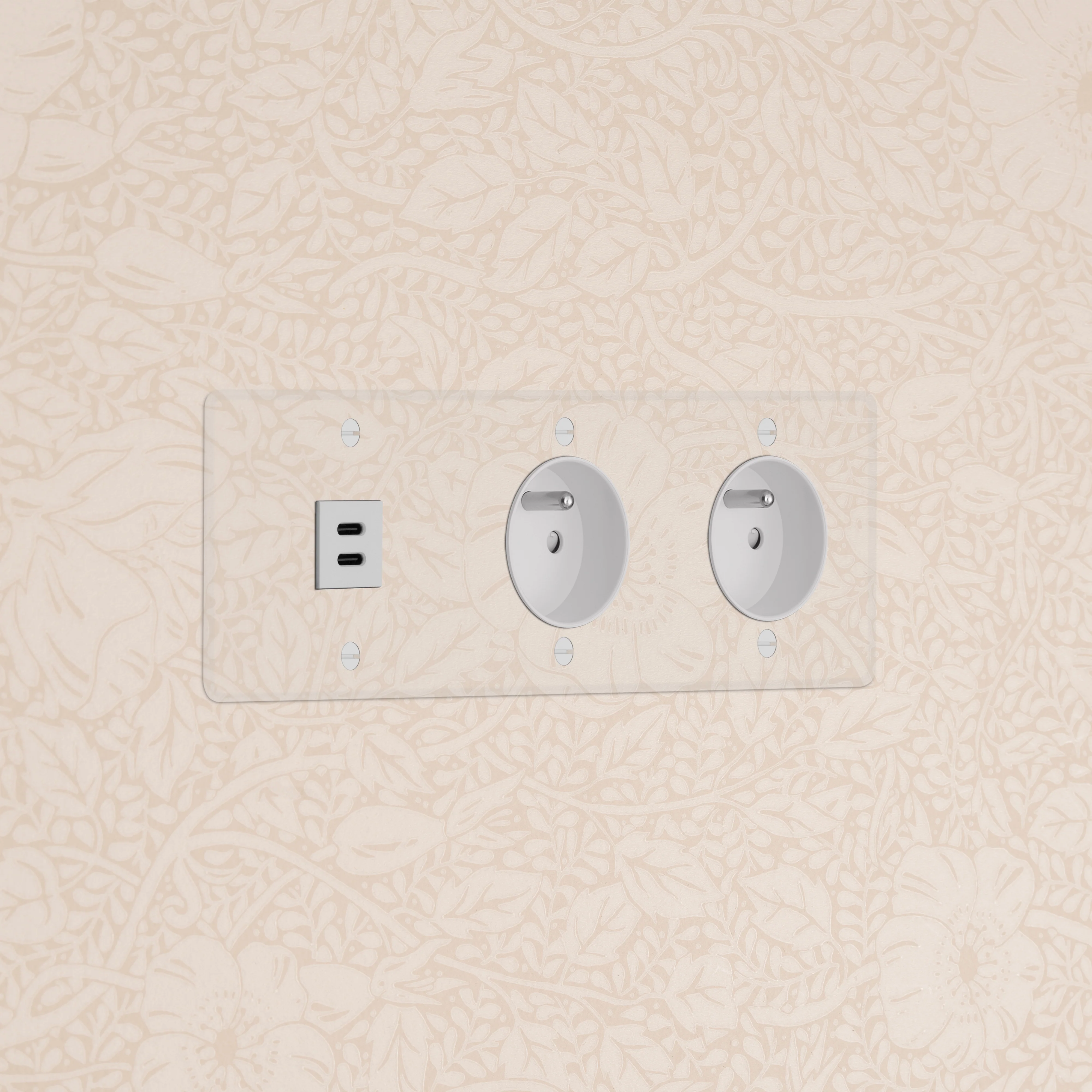 Kew Triple USB-C 30W & 2x French/Belgian Type E Socket - Clear | White