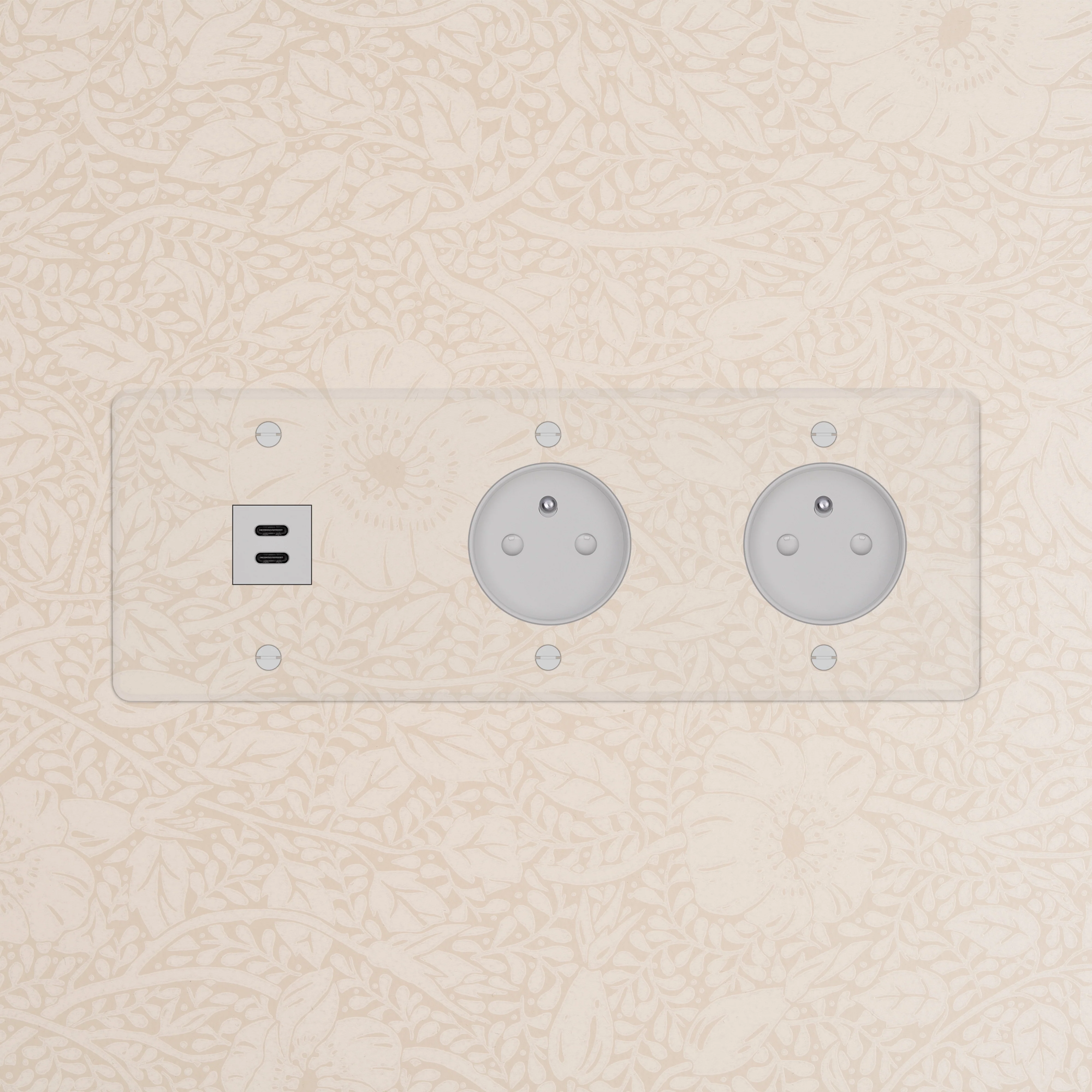 Kew Triple USB-C 30W & 2x French/Belgian Type E Socket - Clear | White - Image 2