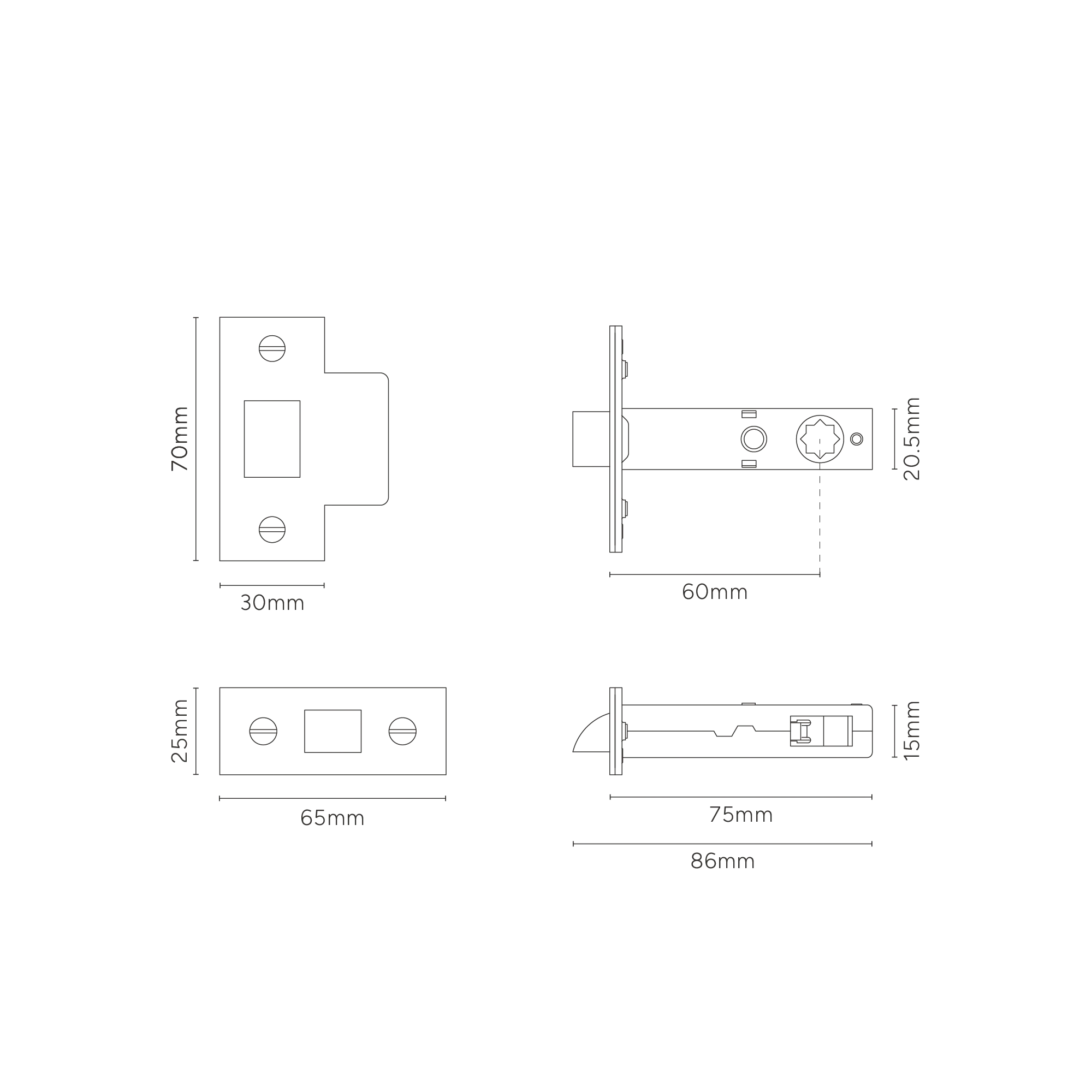 Tubular Latch 60mm – Polished Nickel - Image 2