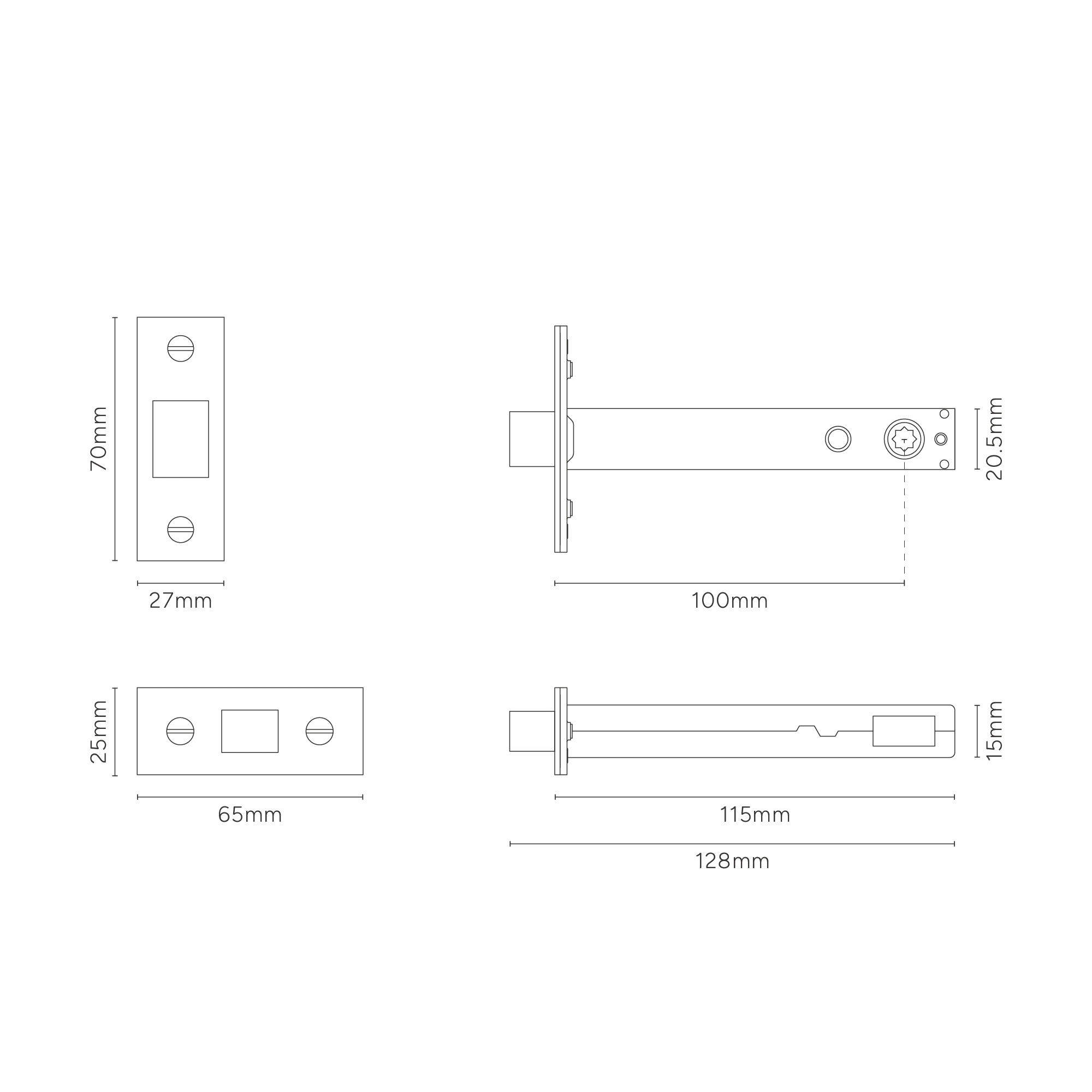 Tubular Lock 100mm – Antique Brass - Image 2