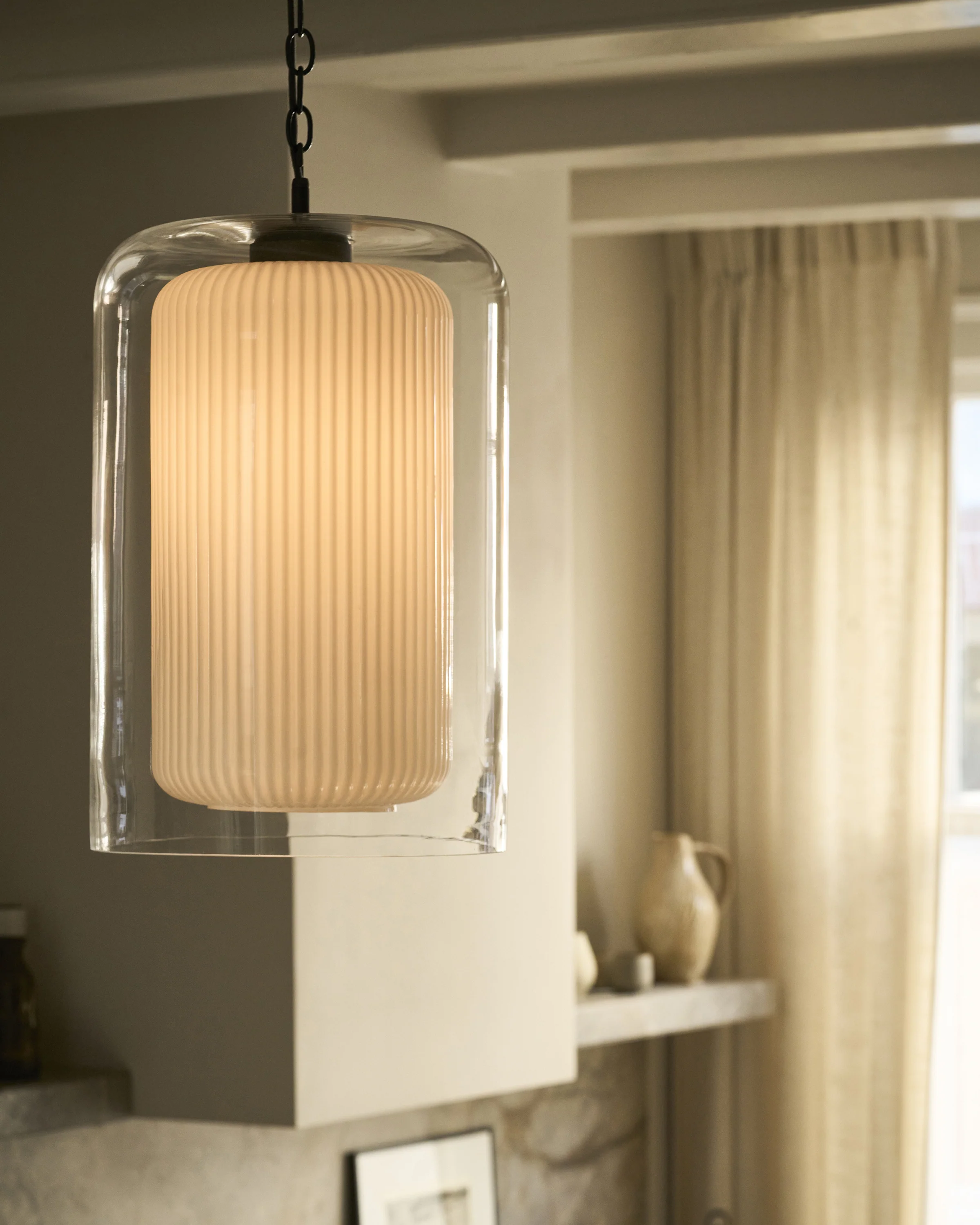 Windsor Medium Pendant Light Opal Glass - Bronze - Image 6